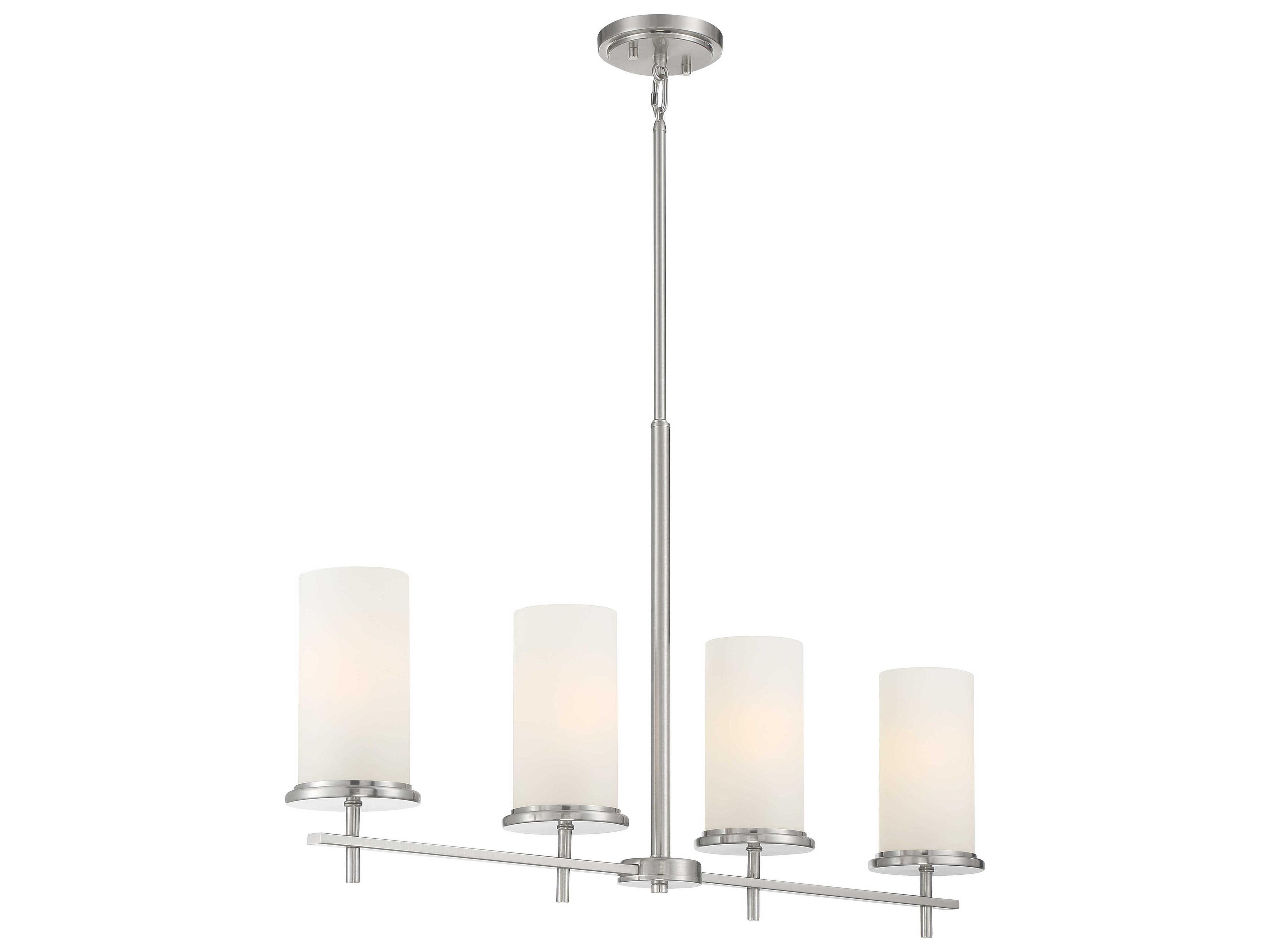 Haisley 4-Light Brushed Nickel Glass Cylinder Island Pendant