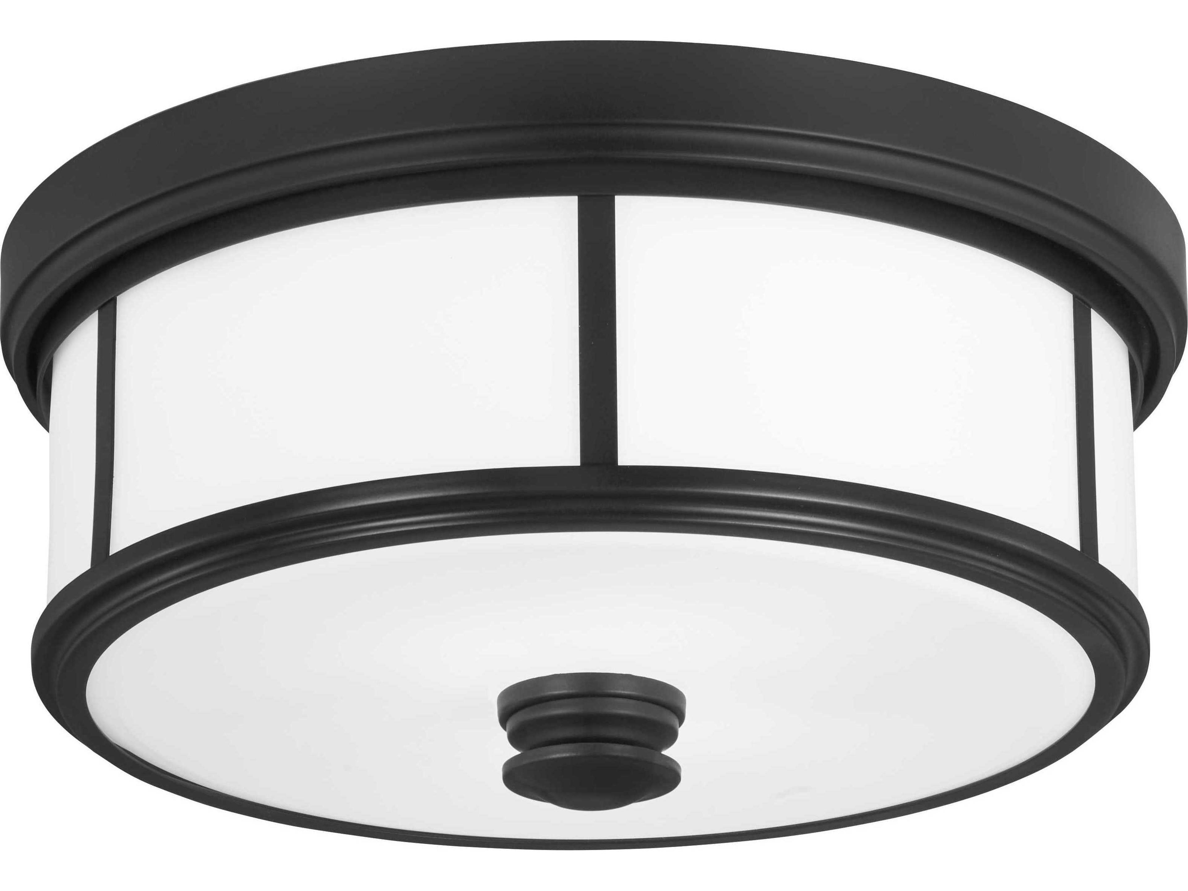 Harbour Point 2-Light Coal Black Glass Round Flush Mount
