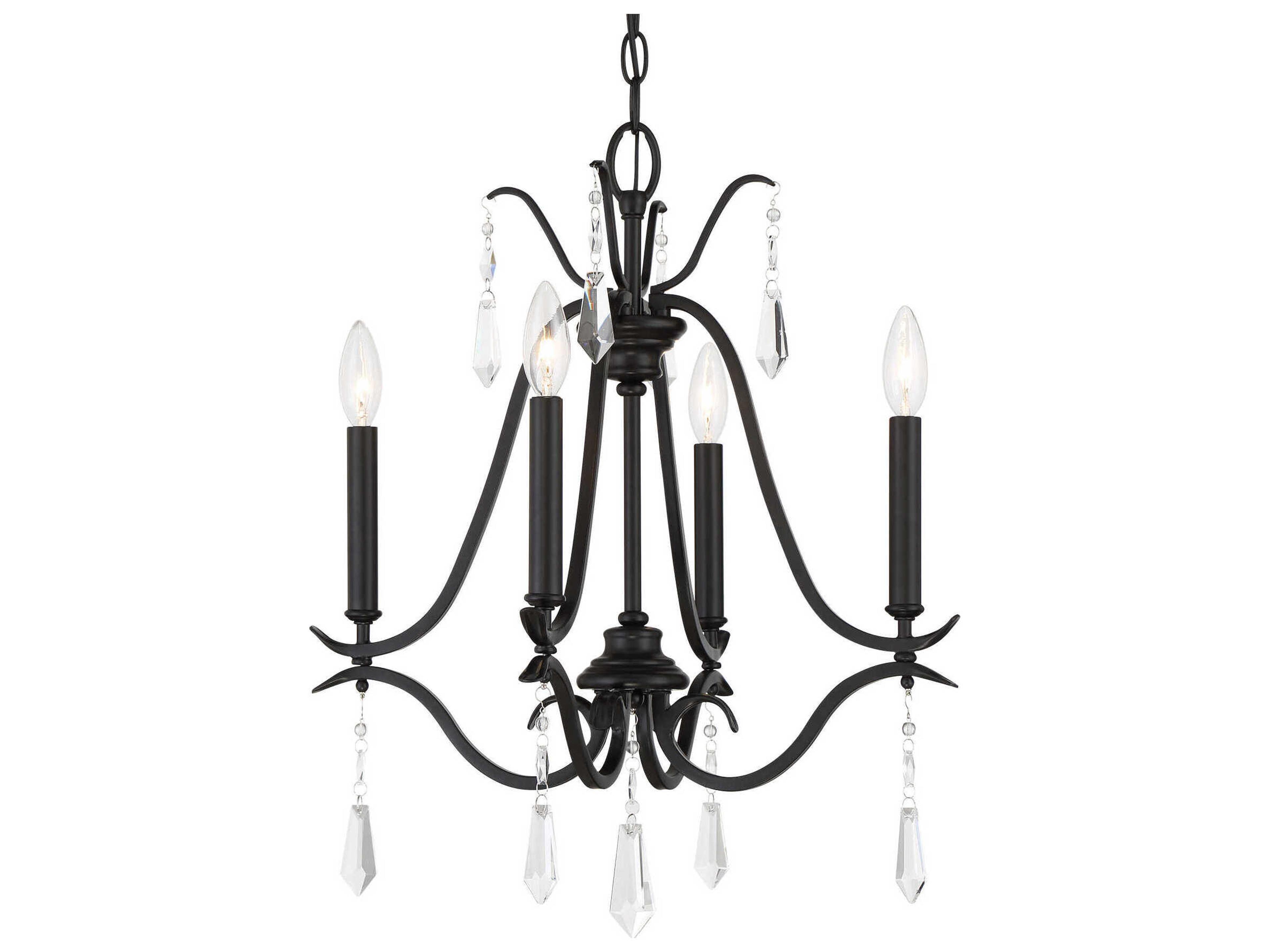 Laurel Estate 4-Light Coal Black Crystal Candelabra Chandelier