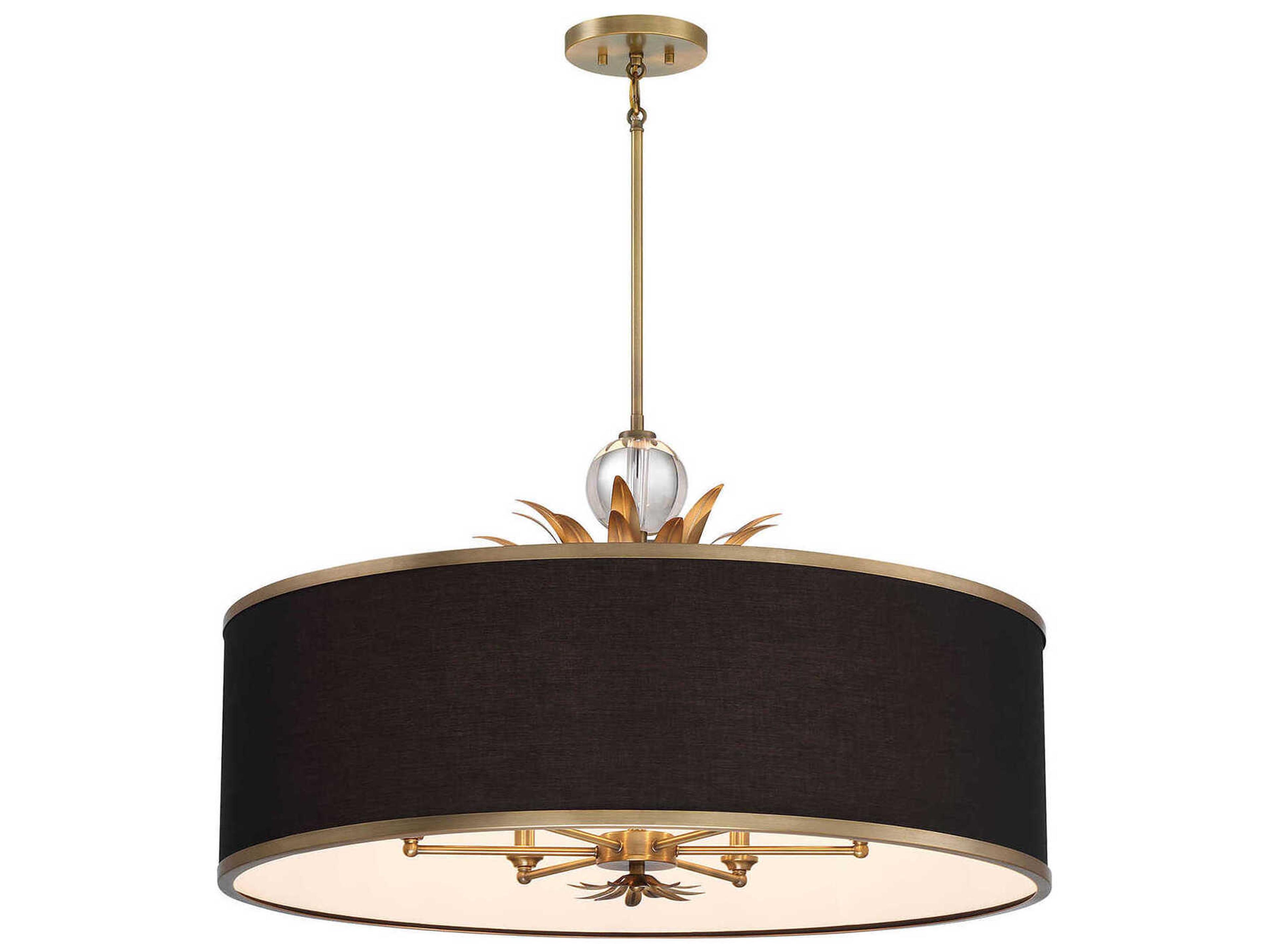 Caprio 6-Light Natural Brushed Brass Black Drum Pendant