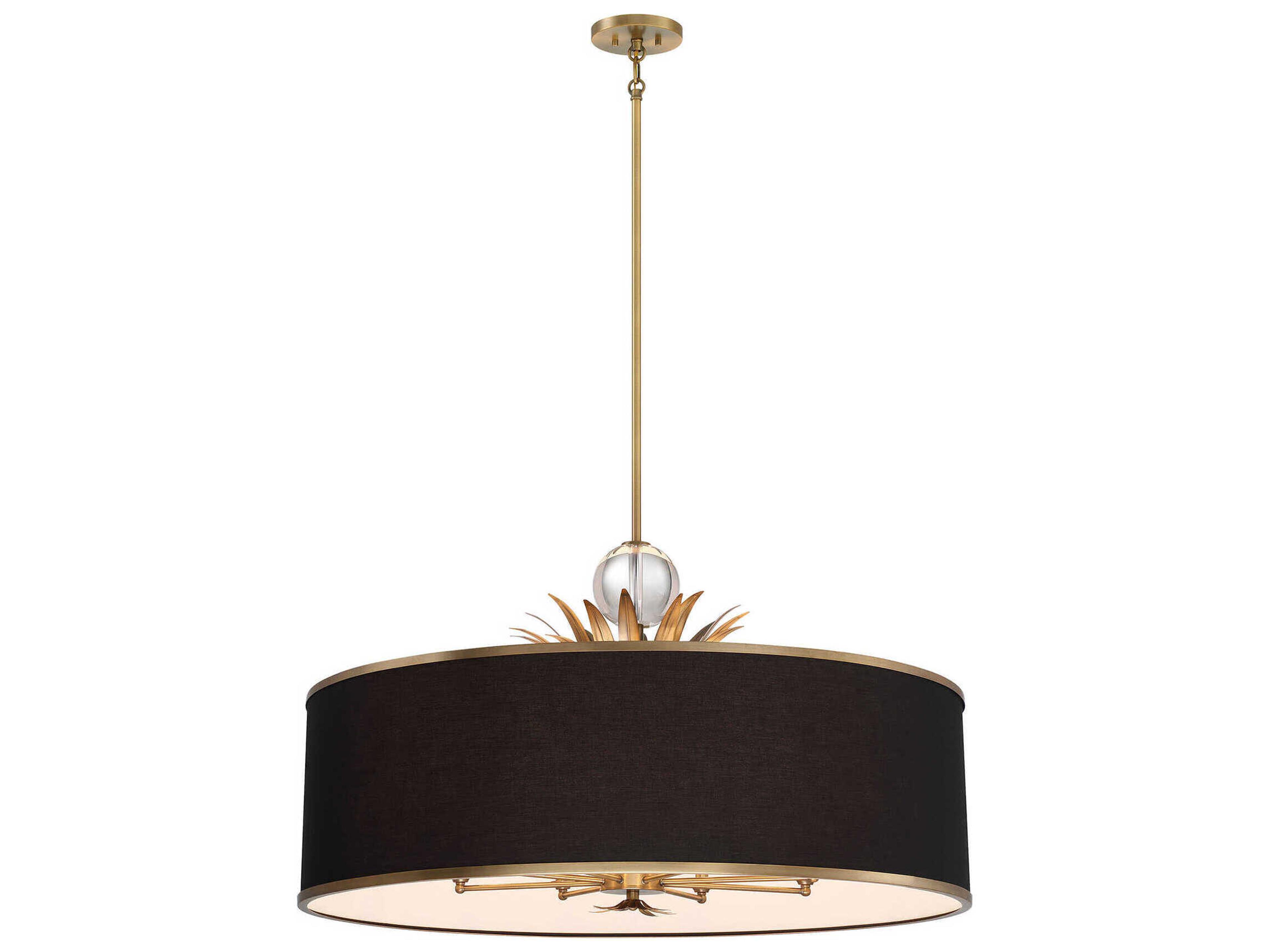 Caprio 8-Light Natural Brushed Brass Black Drum Pendant