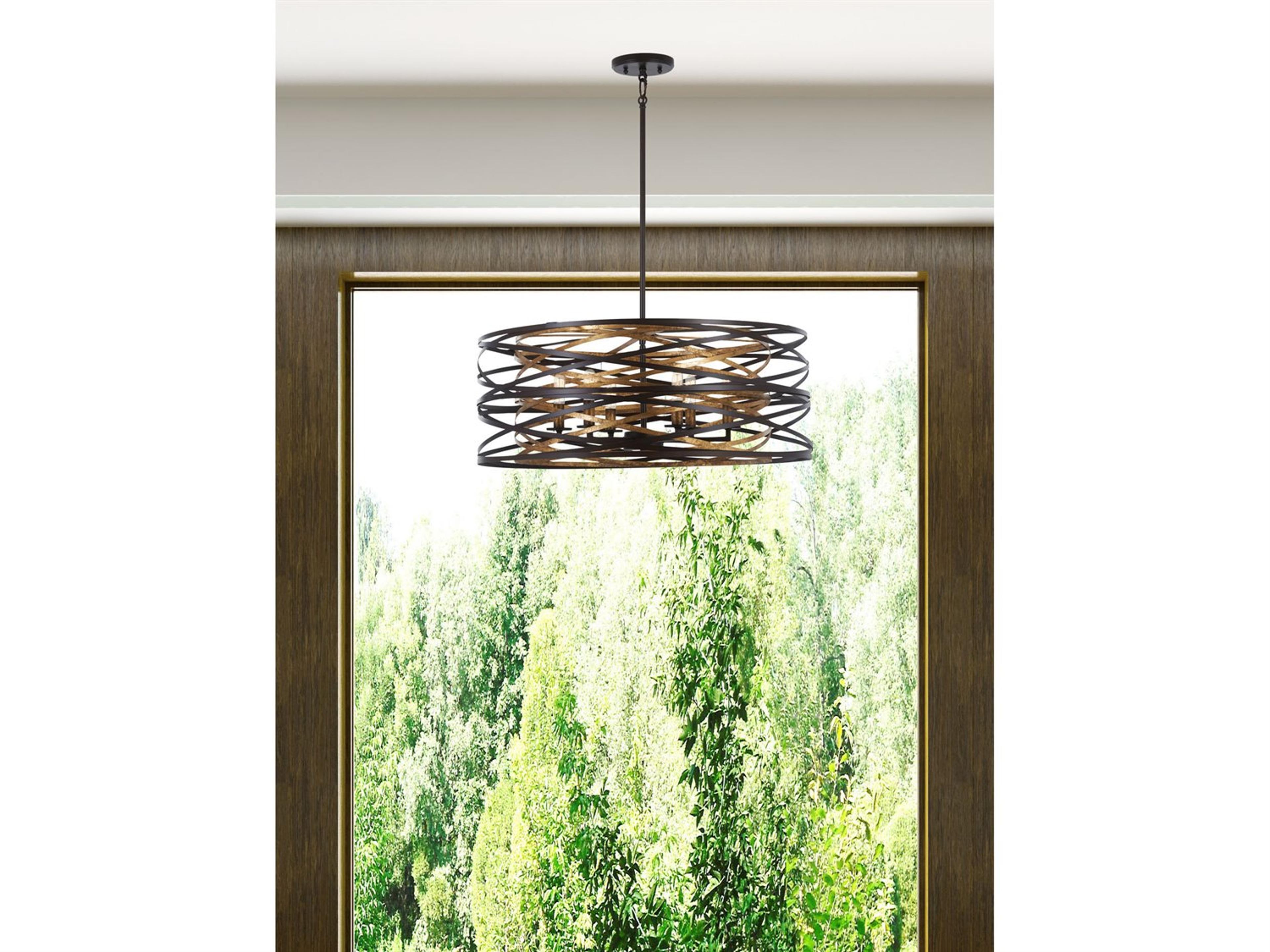 Minka Lavery Vortic Flow 6-Light Dark Bronze Mosaic Gold Candelabra Chandelier