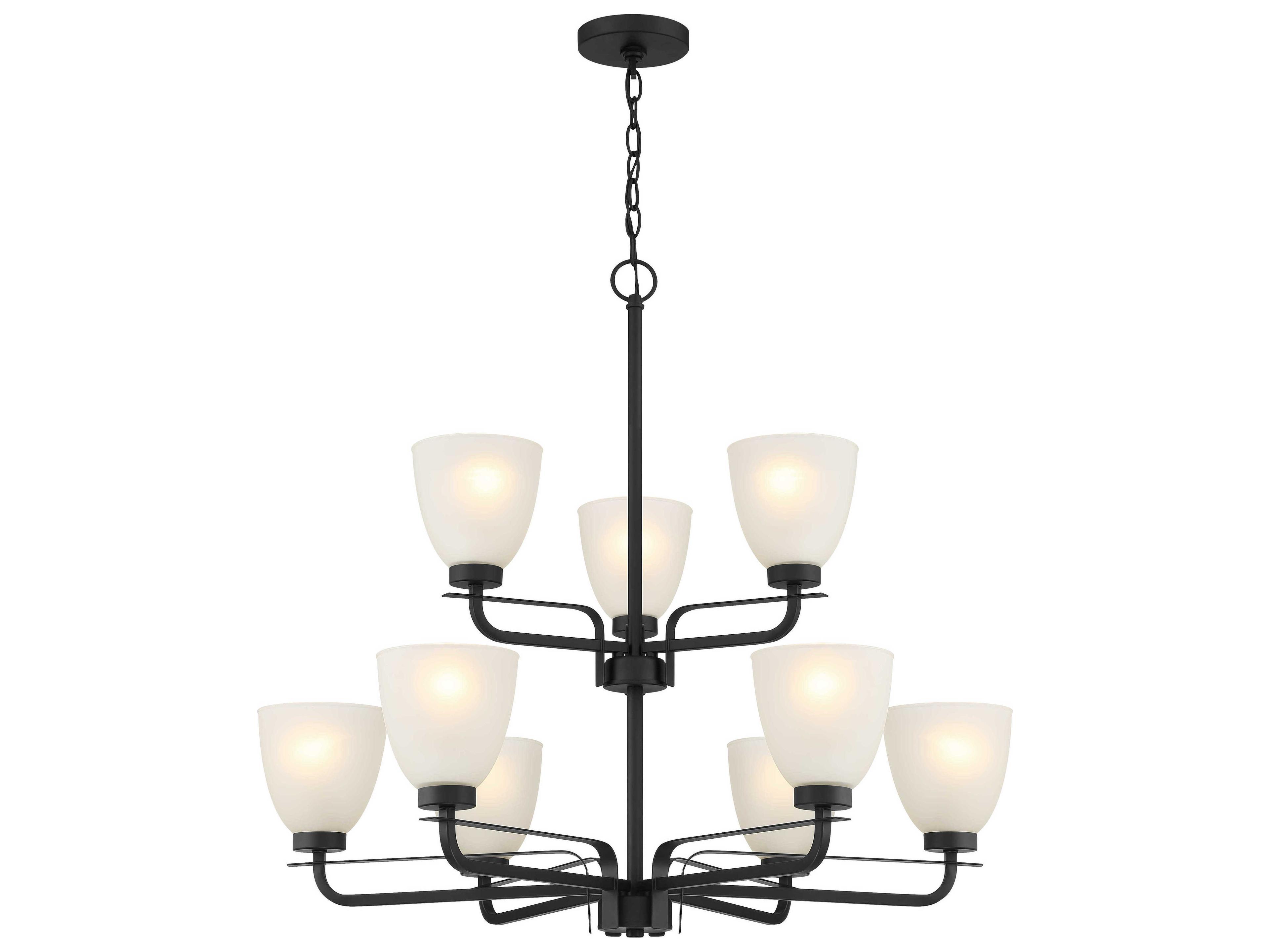Kaitlen 9-Light Coal Black Glass Bell Chandelier