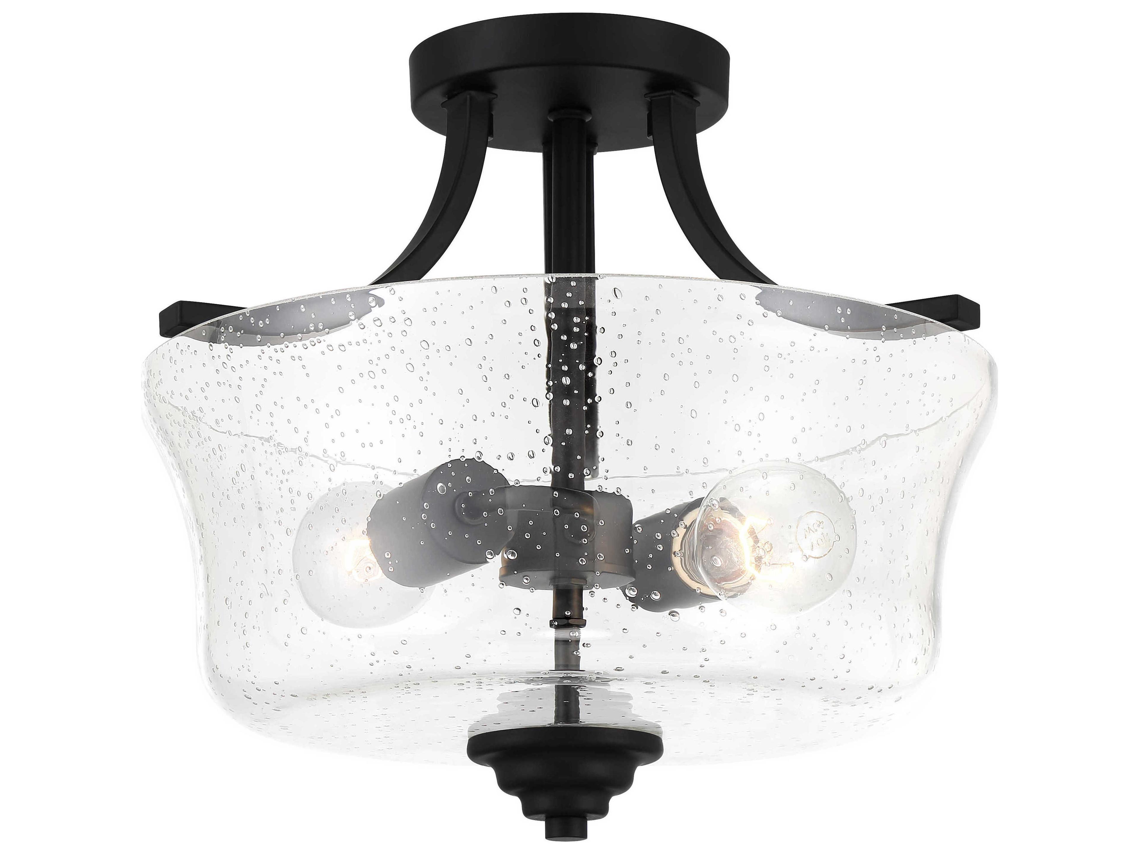 Shyloh 2-Light Coal Black Glass Bowl Semi Flush Mount