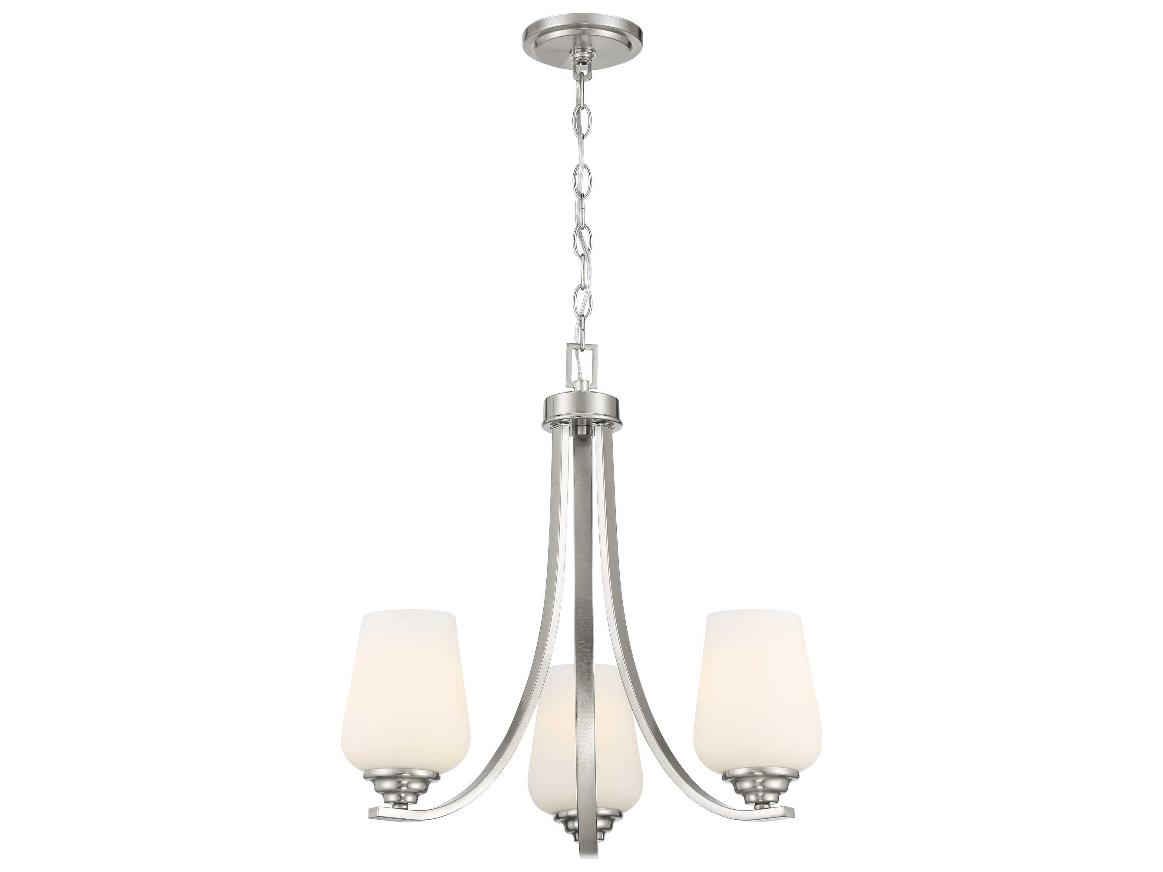 Shyloh 3-Light Brushed Nickel Glass Bell Chandelier