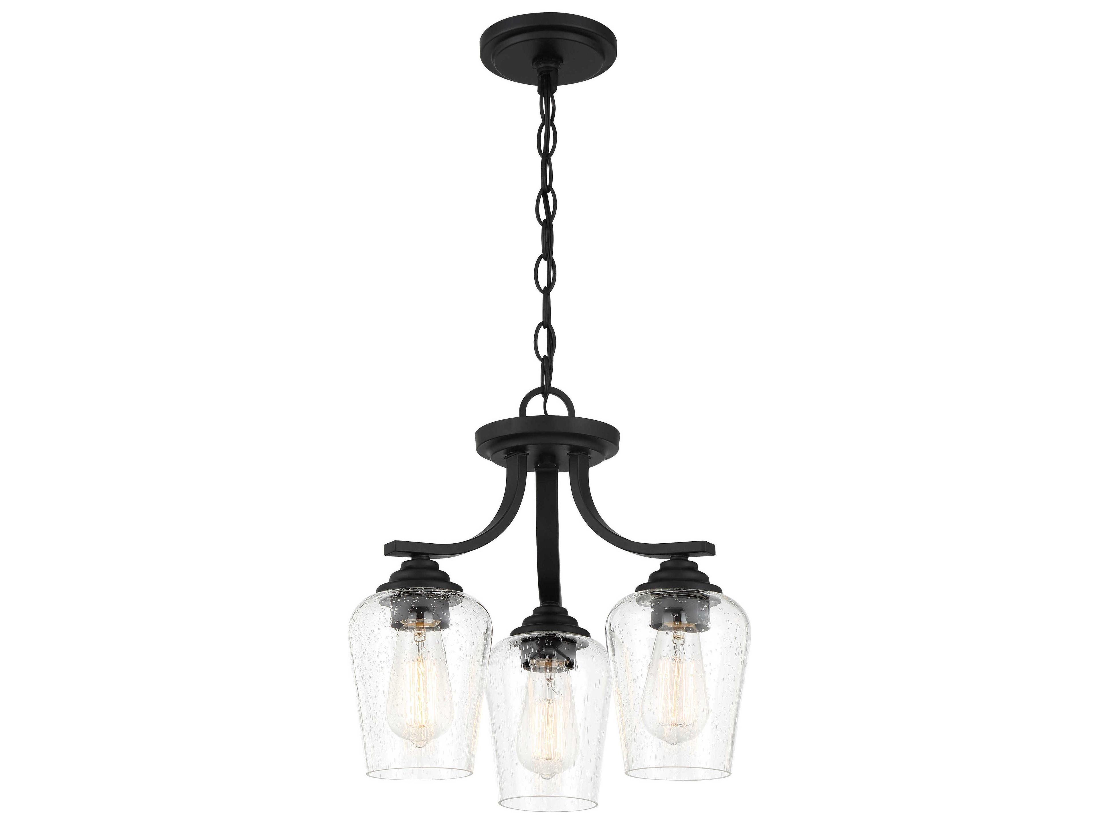 Shyloh 3-Light Coal Black Glass Bell Chandelier