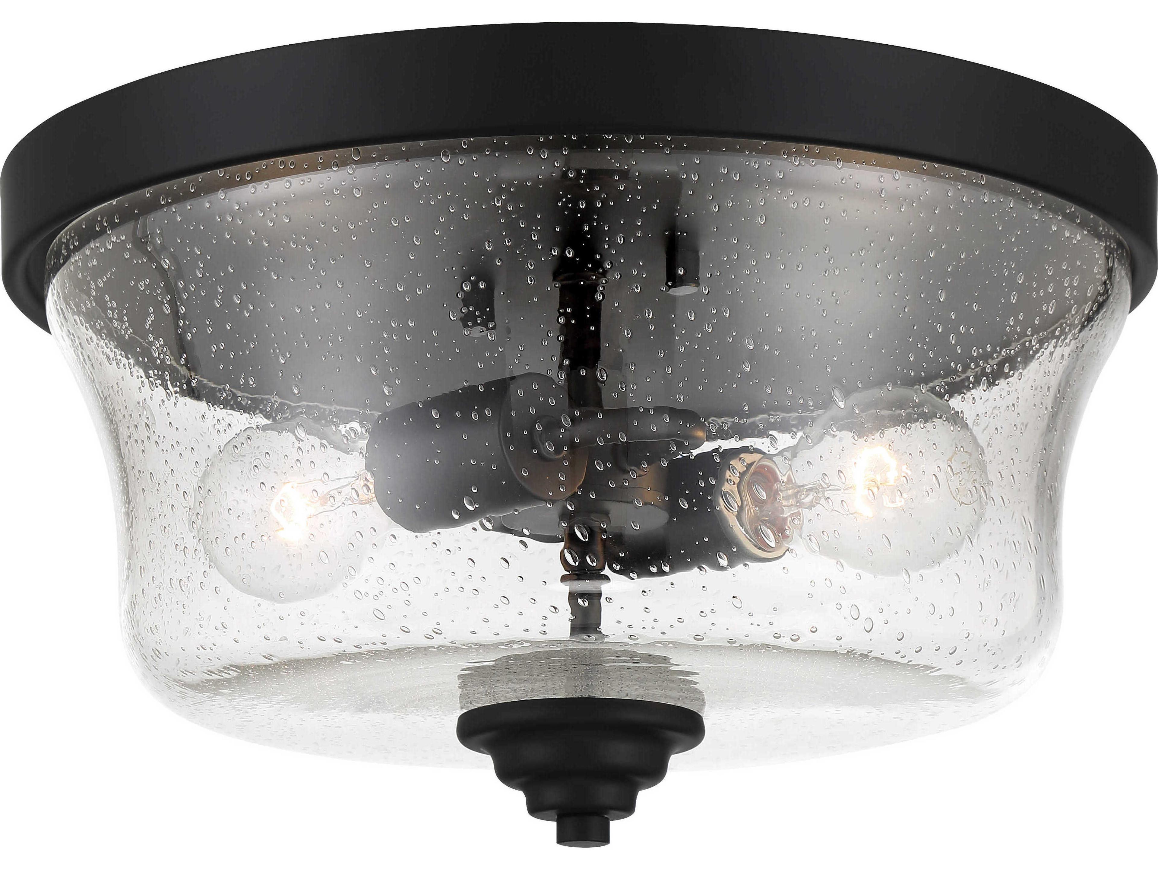 Shyloh 2-Light Coal Black Glass Bowl Flush Mount