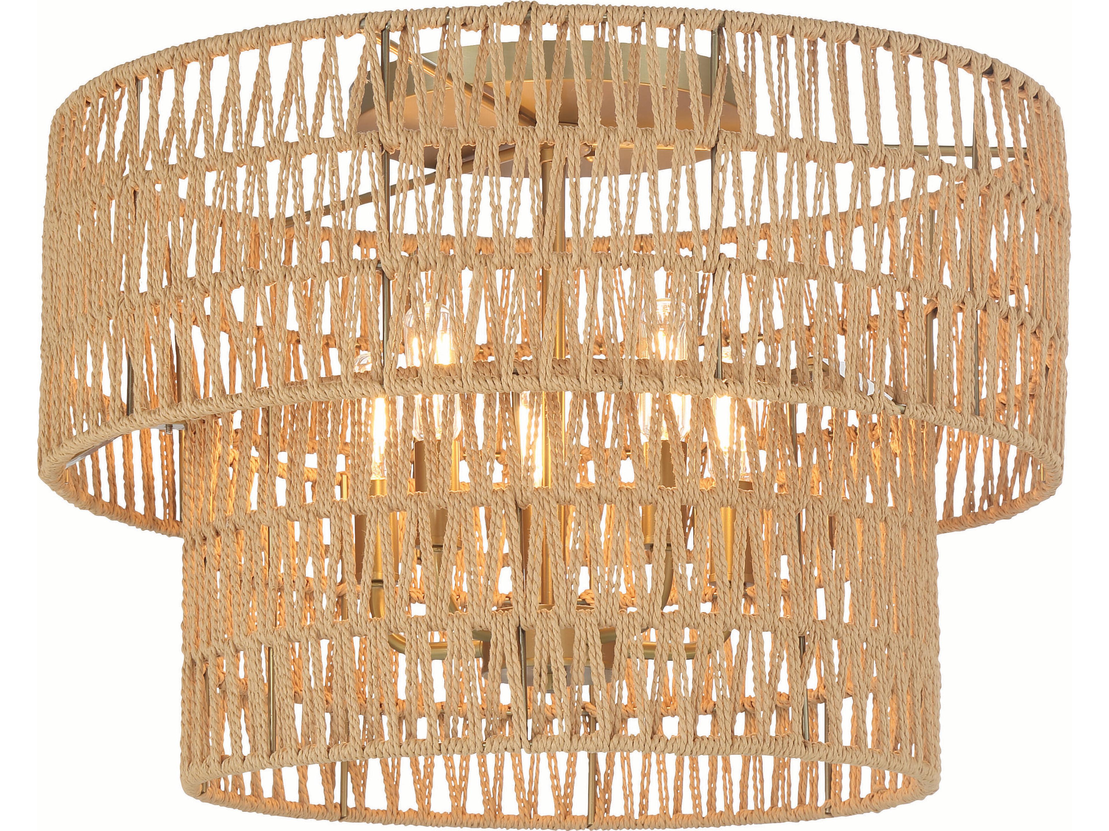 Bungalow Heaven 5-Light Soft Brass Tiered Flush Mount