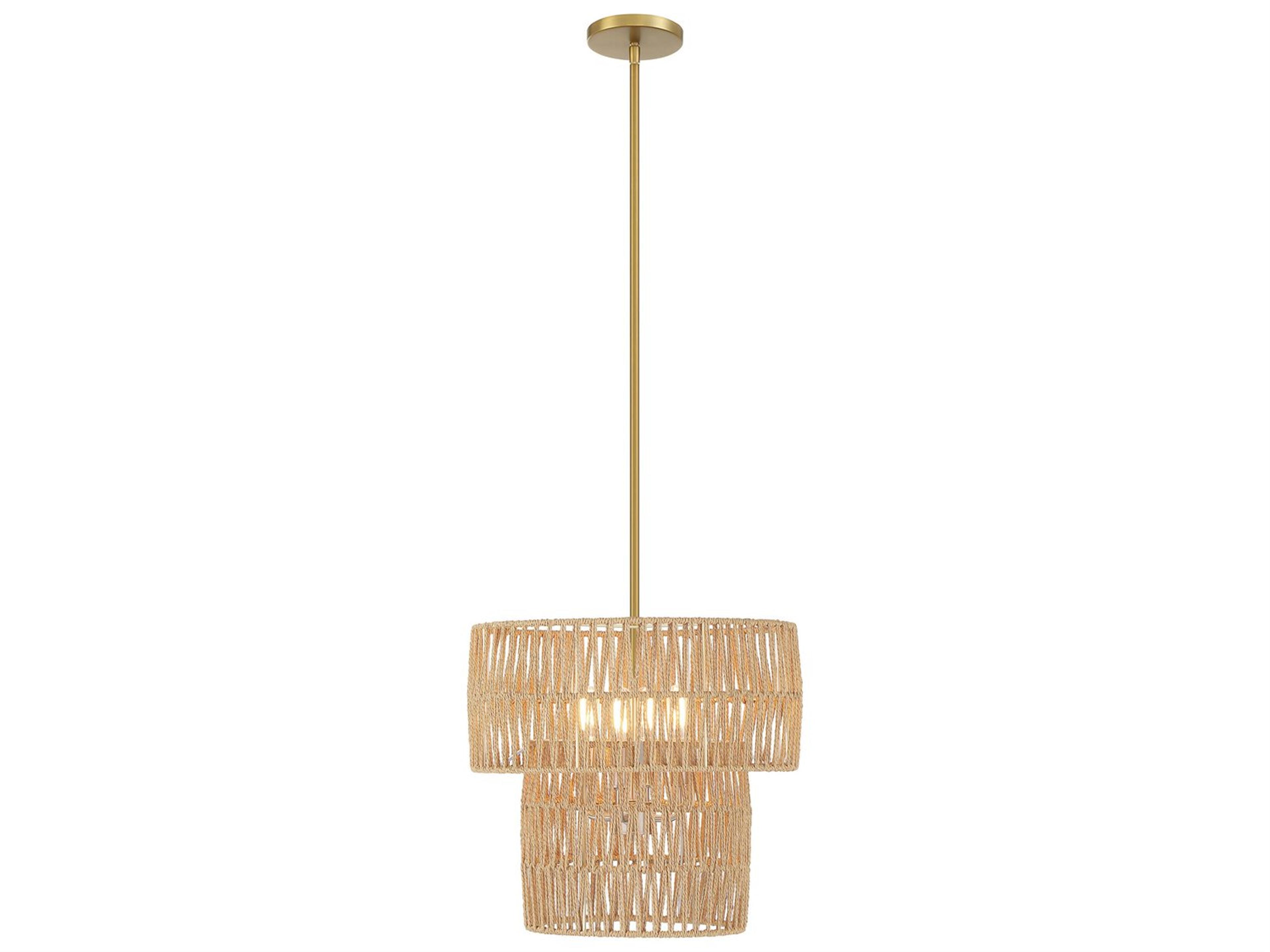 Minka Lavery Bungalow Heaven 4-Light Soft Brass Brown Tiered Pendant