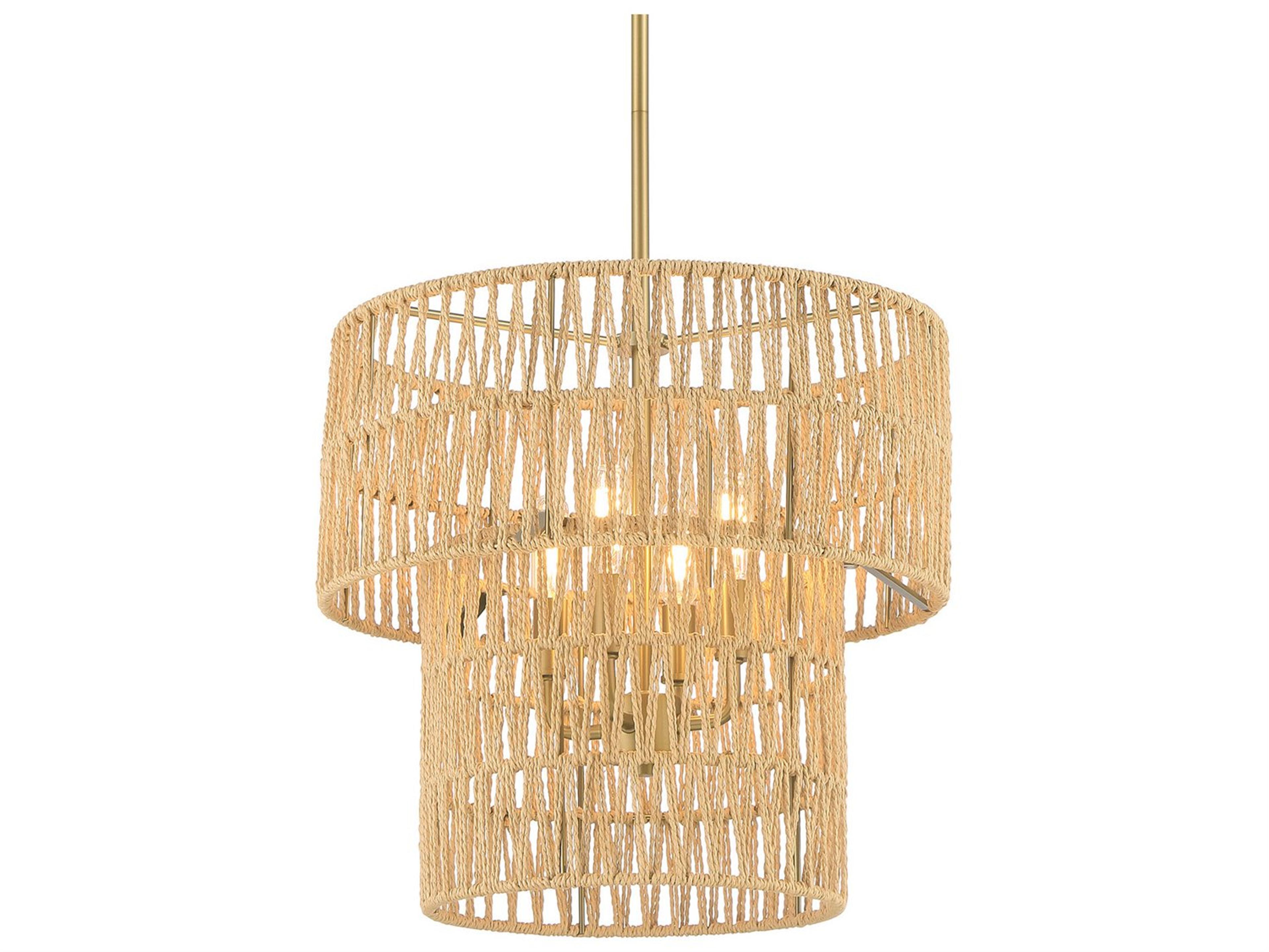 Minka Lavery Bungalow Heaven 4-Light Soft Brass Brown Tiered Pendant