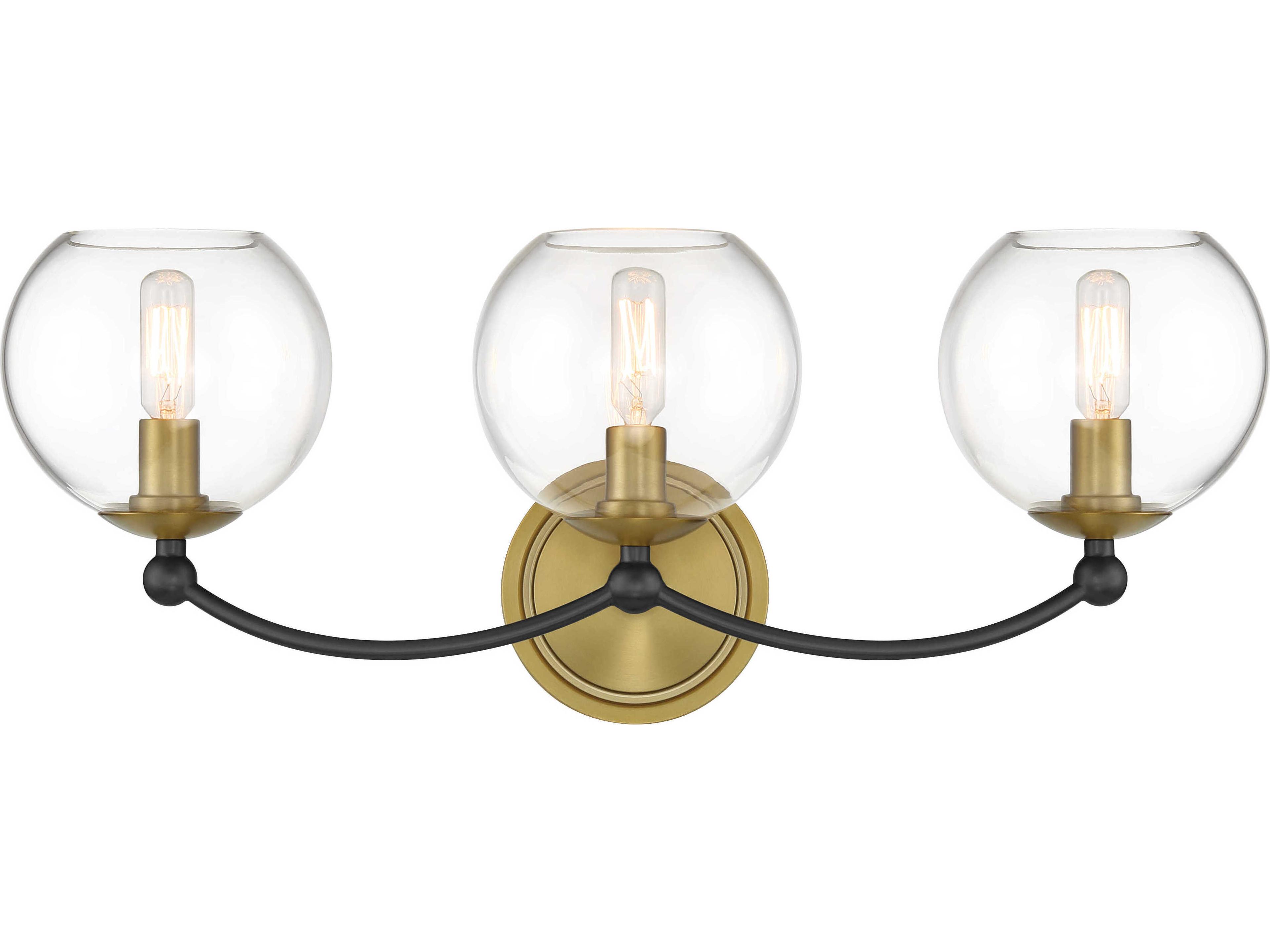 Kearney Park 3-Light Coal Soft Brass Vanity Light