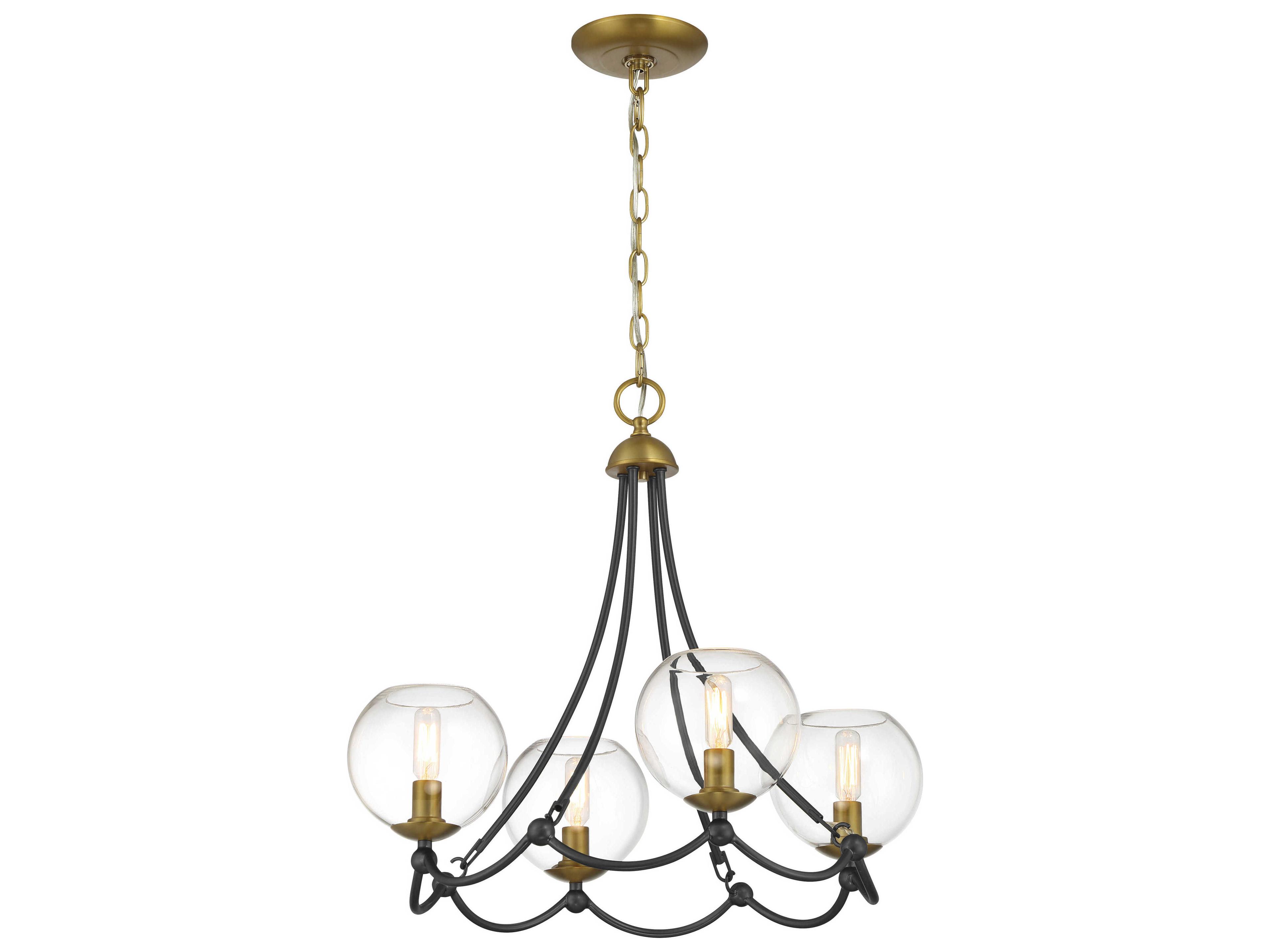 Kearney Park 4-Light Coal Soft Brass Globe Chandelier