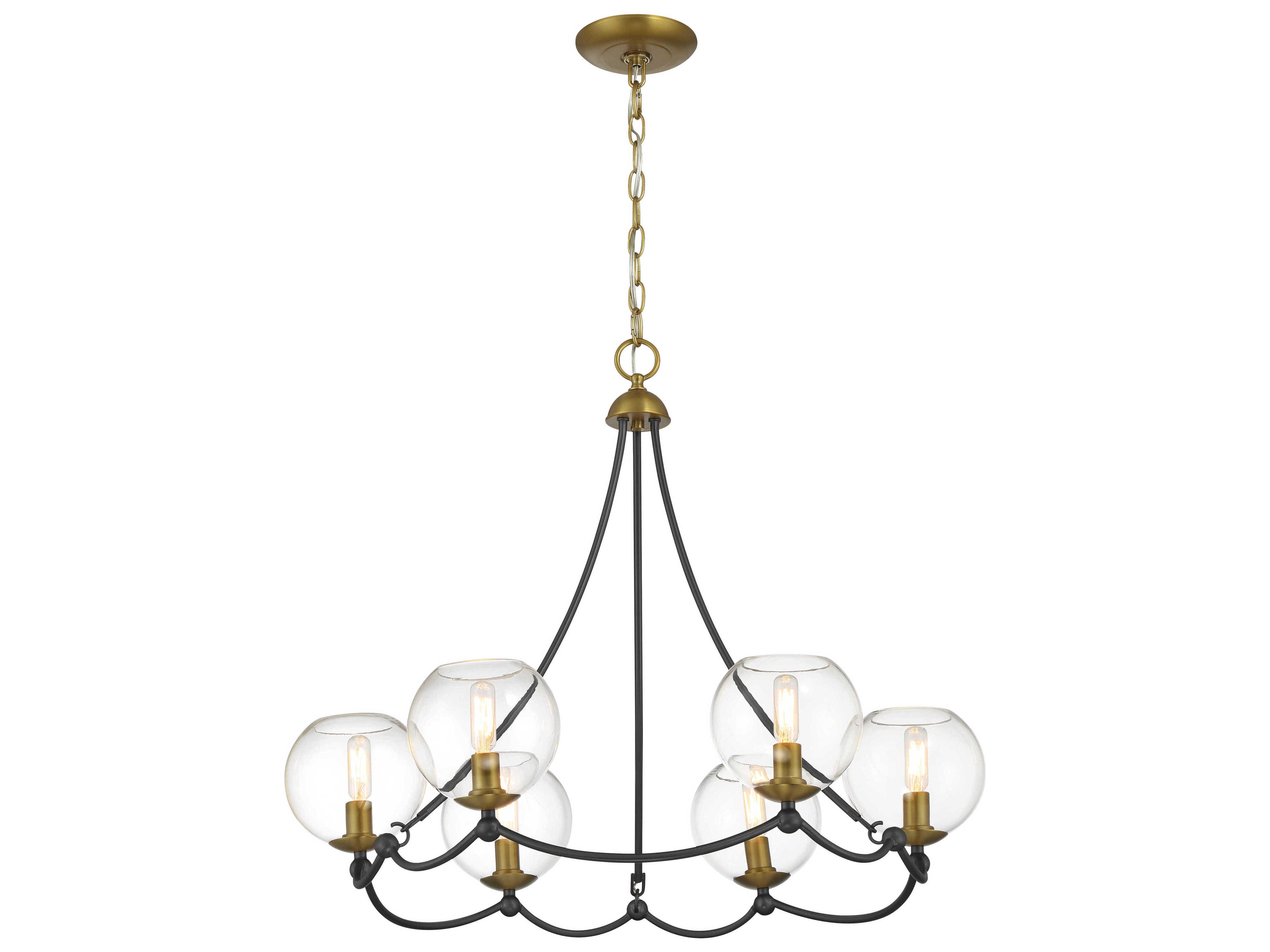 Kearney Park 6-Light Coal Soft Brass Globe Chandelier