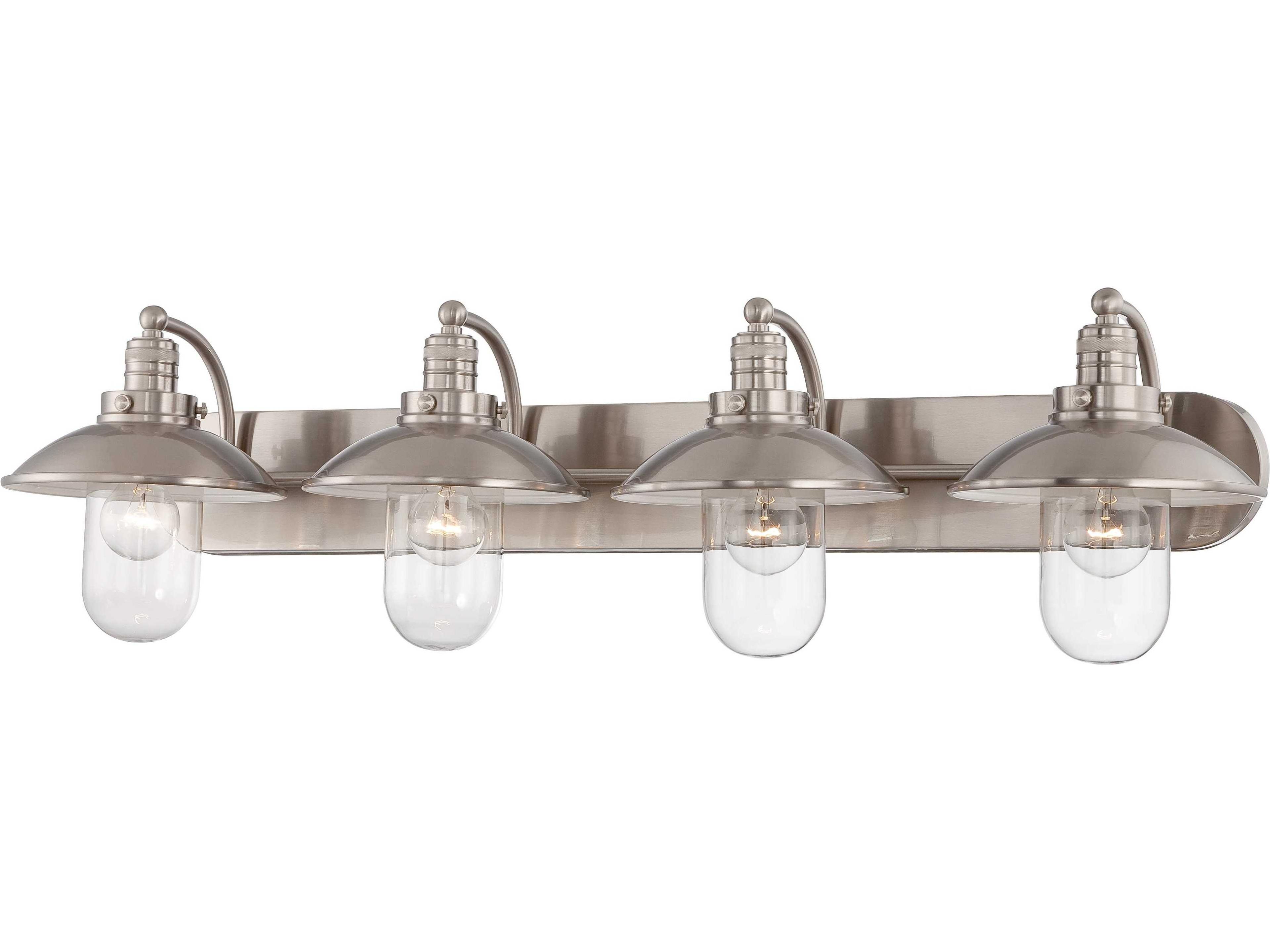 Downtown Edison 4-Light Brushed Nickel Glass Vanity Light