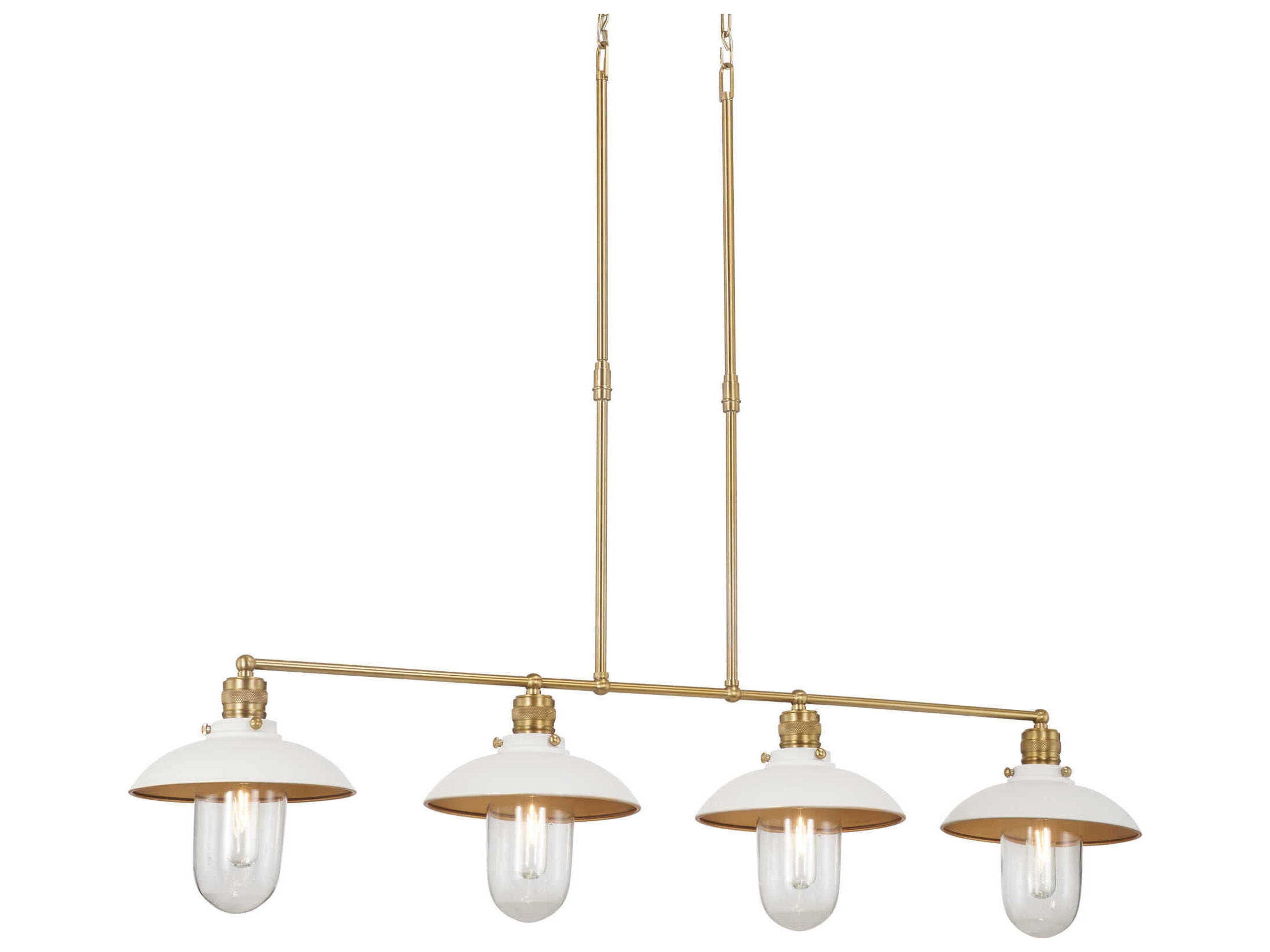 Downtown Edison 4-Light White Soft Brass Glass Linear Island Pendant