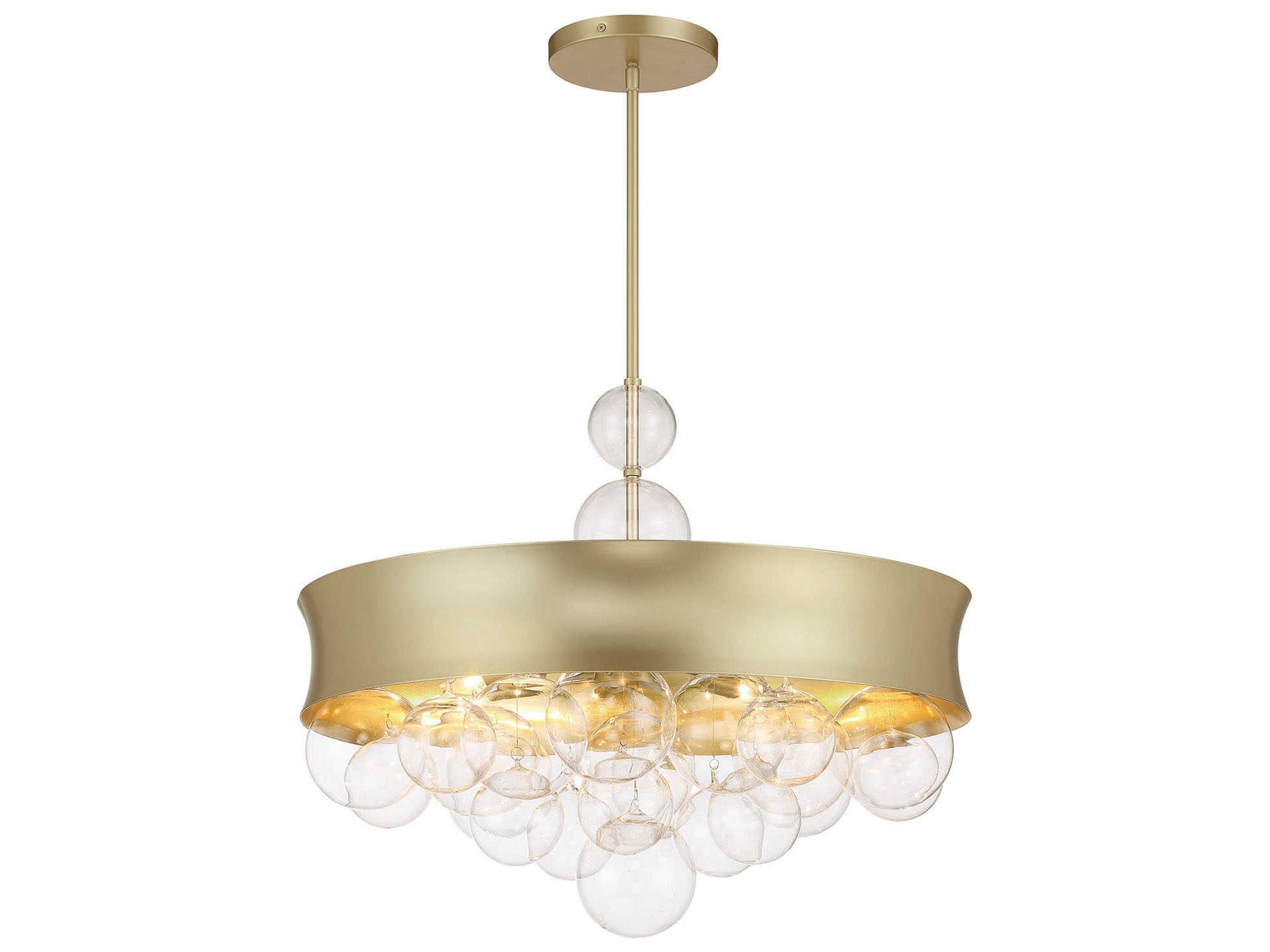 Verdi Square 8-Light Soft Gold Glass Pendant