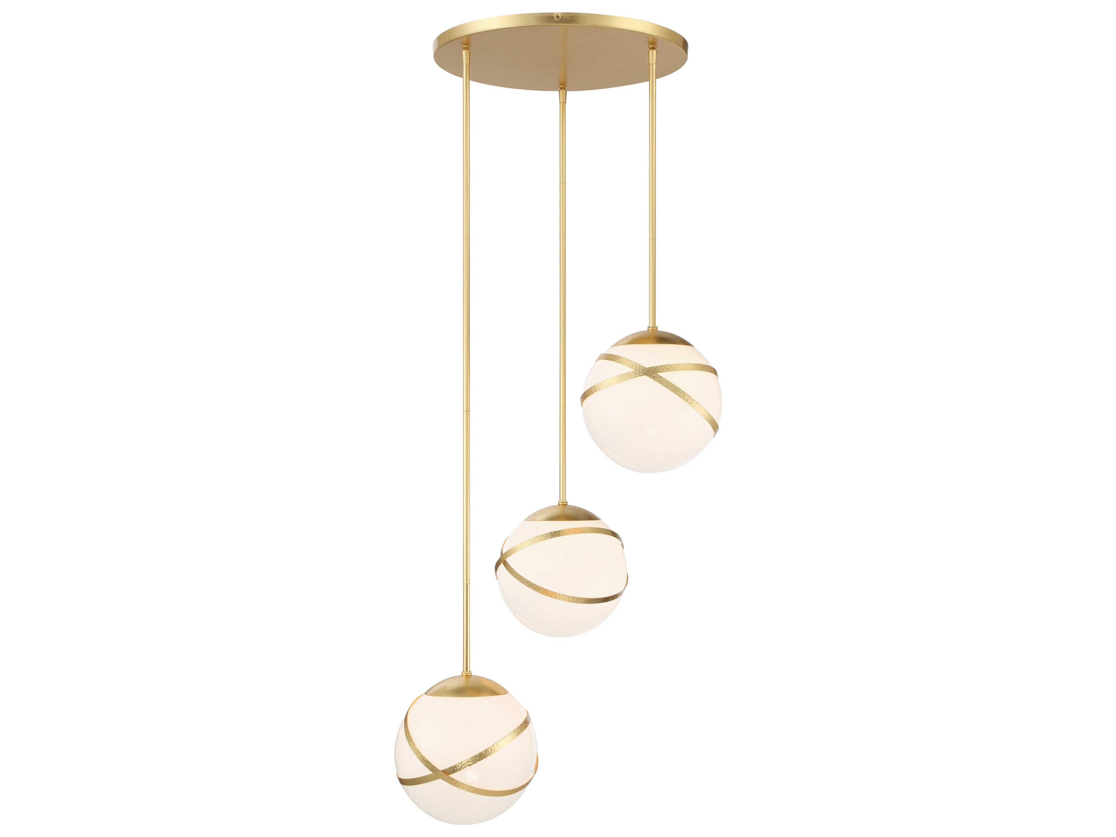 Atlys 3-Light Spring Gold Leaf Globe Pendant