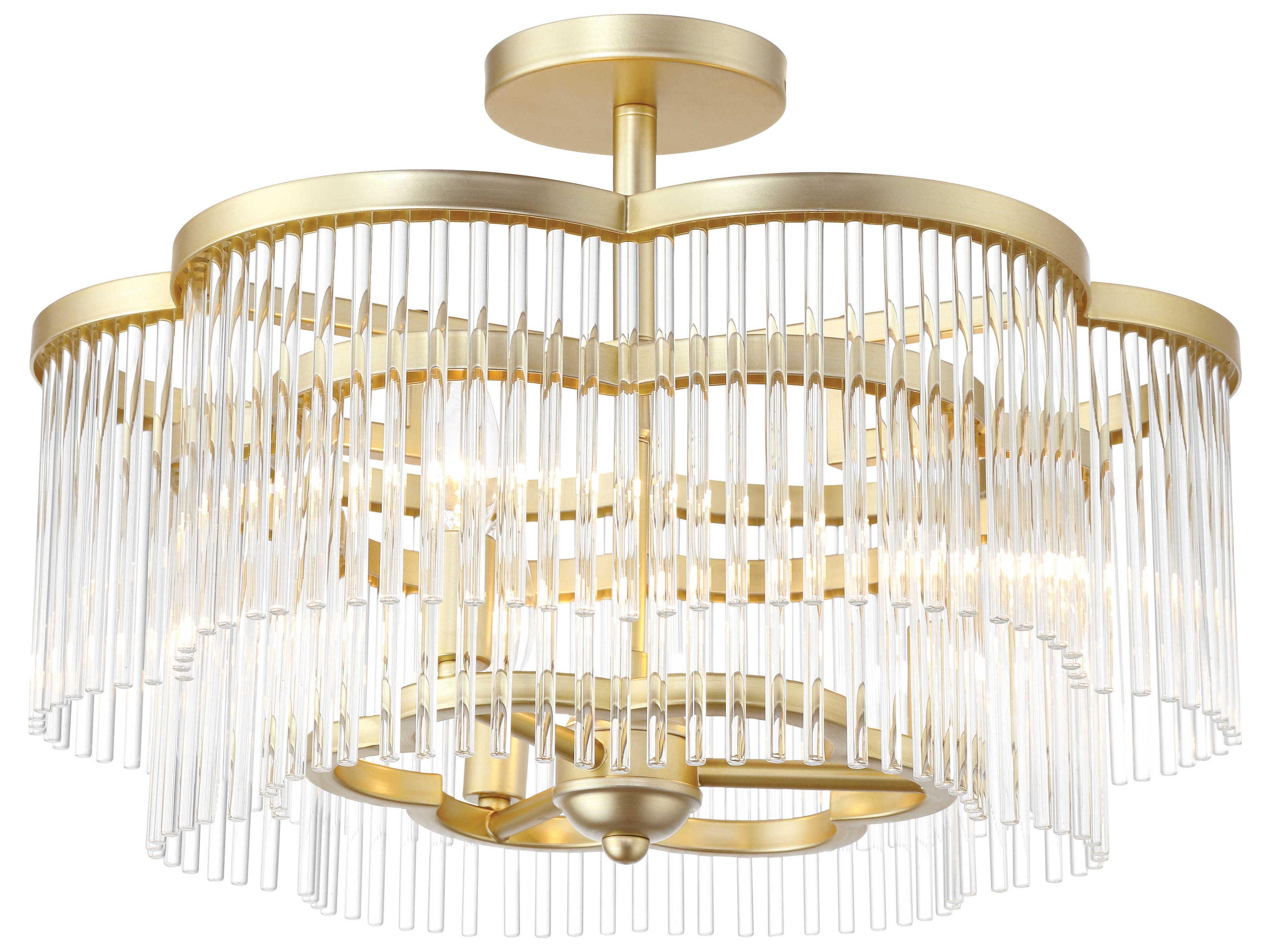Azura 3-Light Heirloom Brass Tiered Semi Flush Mount