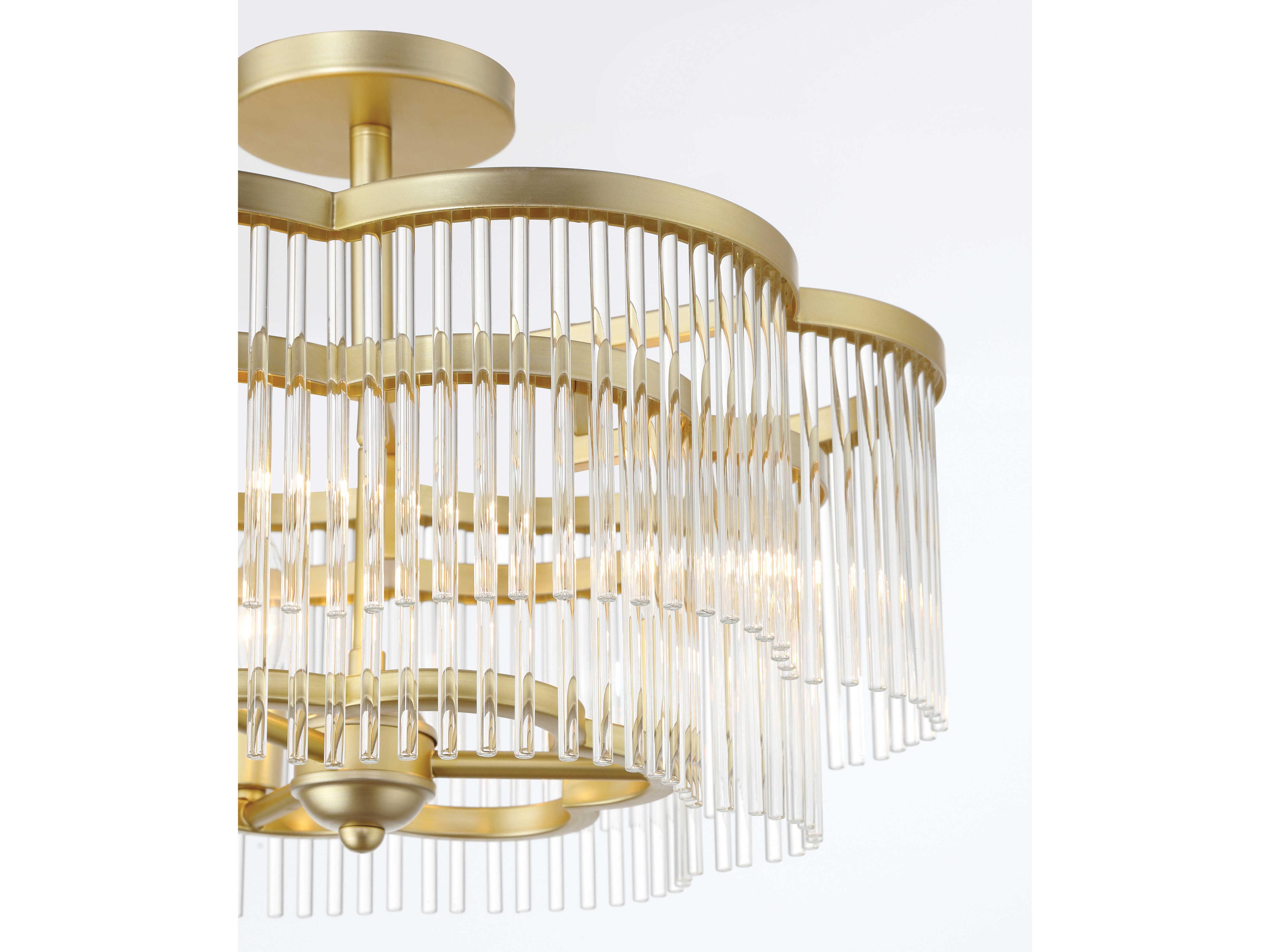 Minka Lavery Azura 3-Light Heirloom Brass Tiered Semi Flush Mount