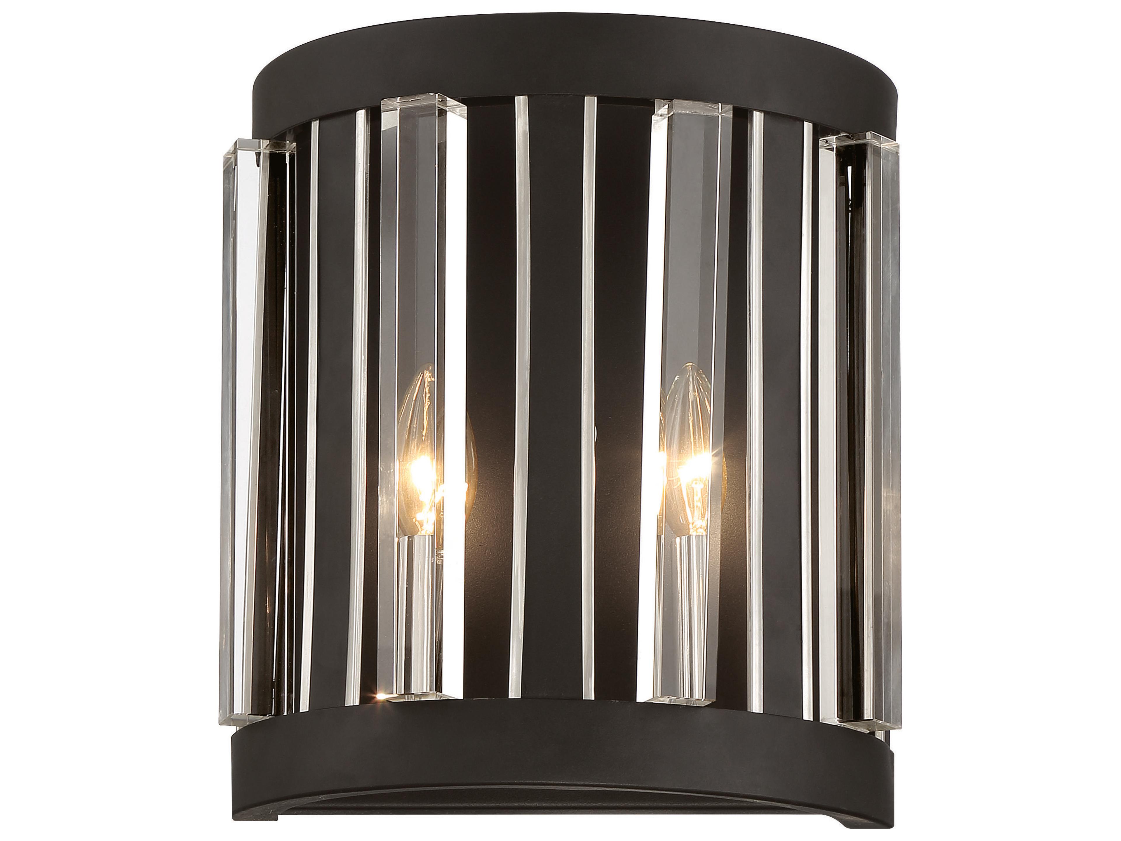 Majestic Splendor 2-Light Sand Coal Polished Nickel Bronze Wall Sconce
