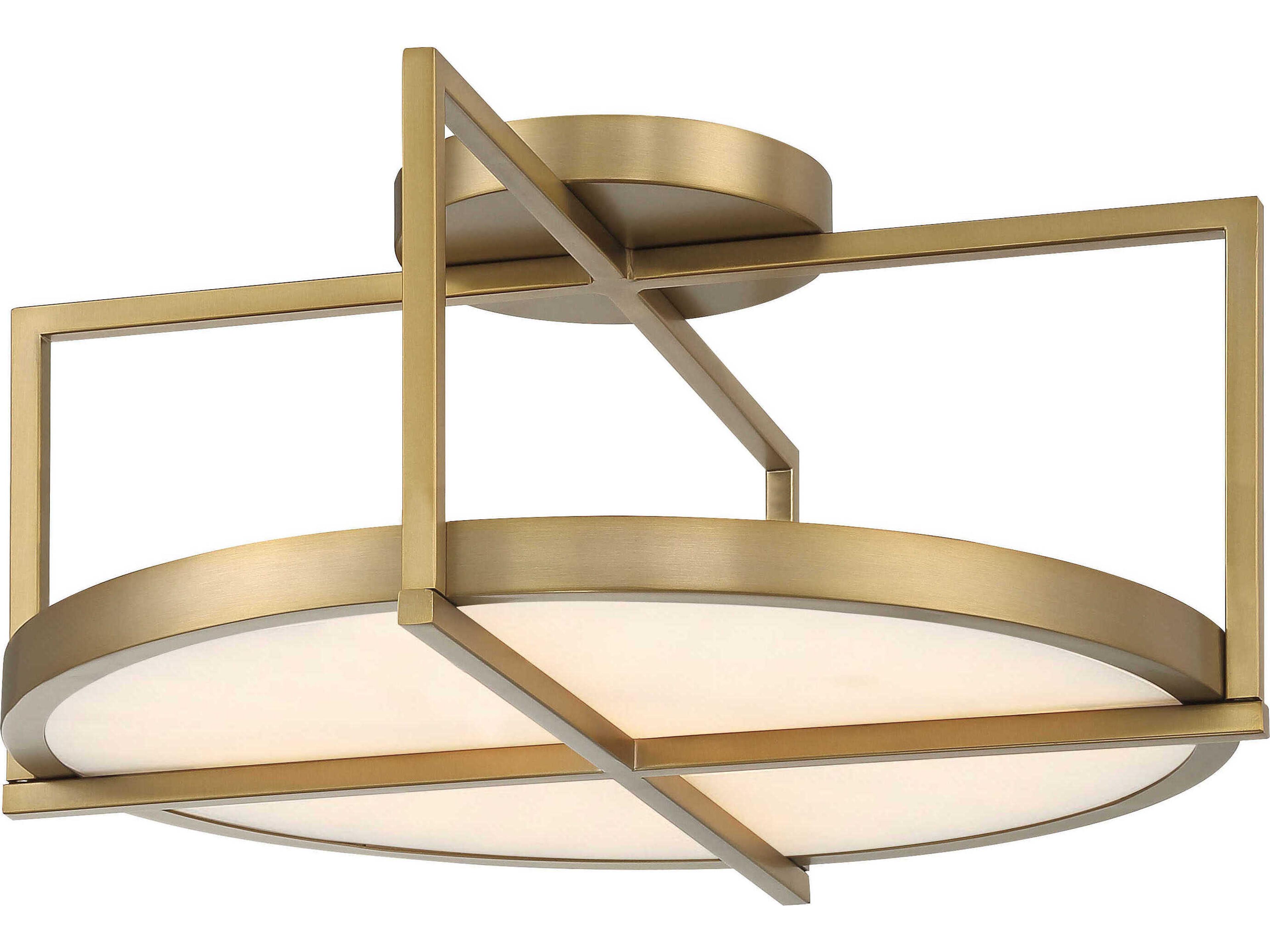Boada 1-Light Soft Brass LED Geometric Round Semi Flush Mount