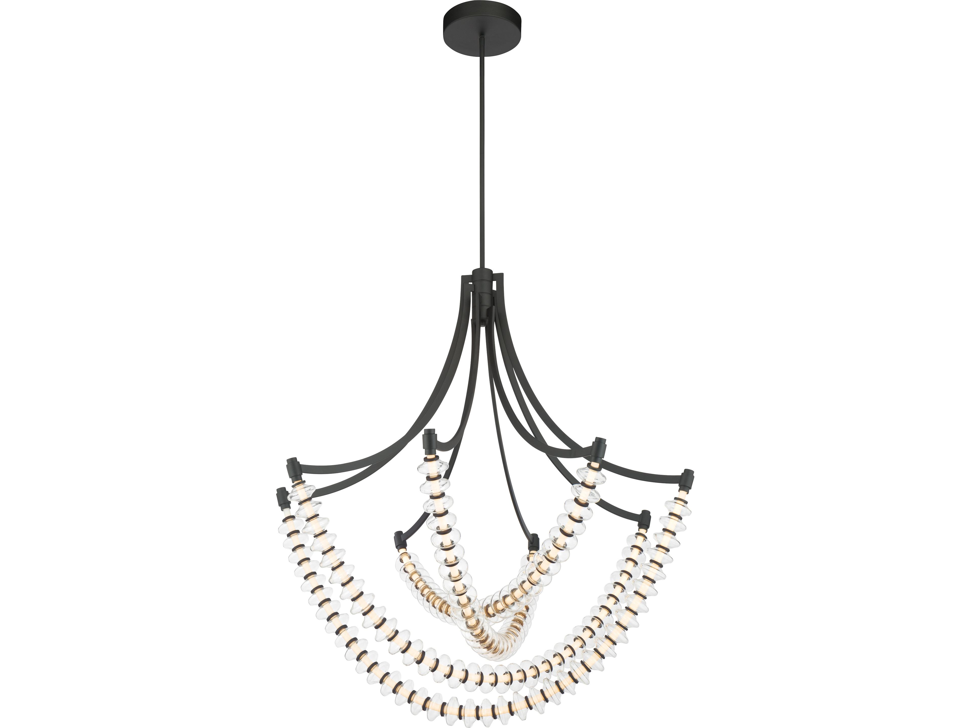 Pearl Dark Matte Black Linear Chandelier