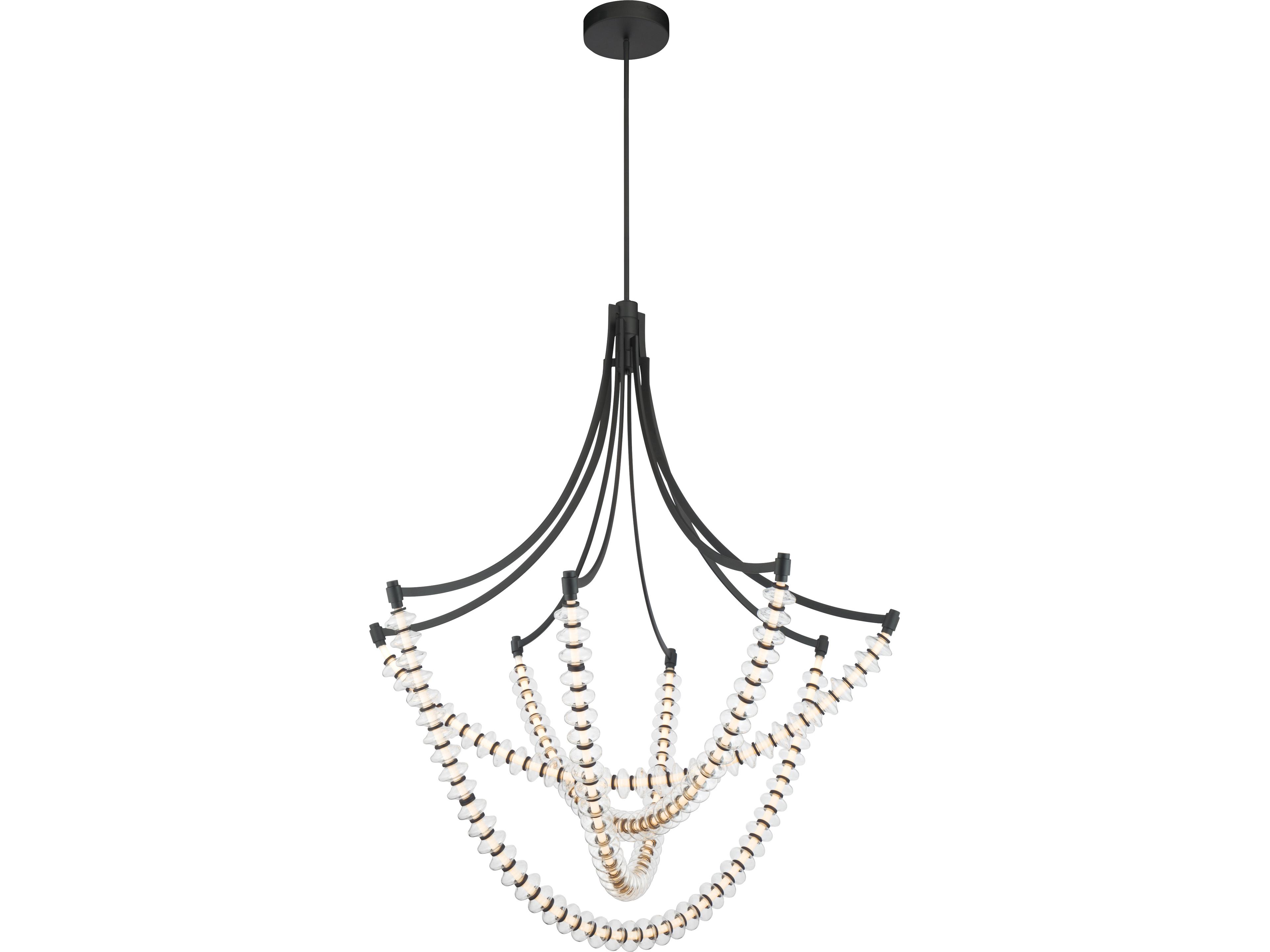 Pearl Dark Matte Black Linear Chandelier