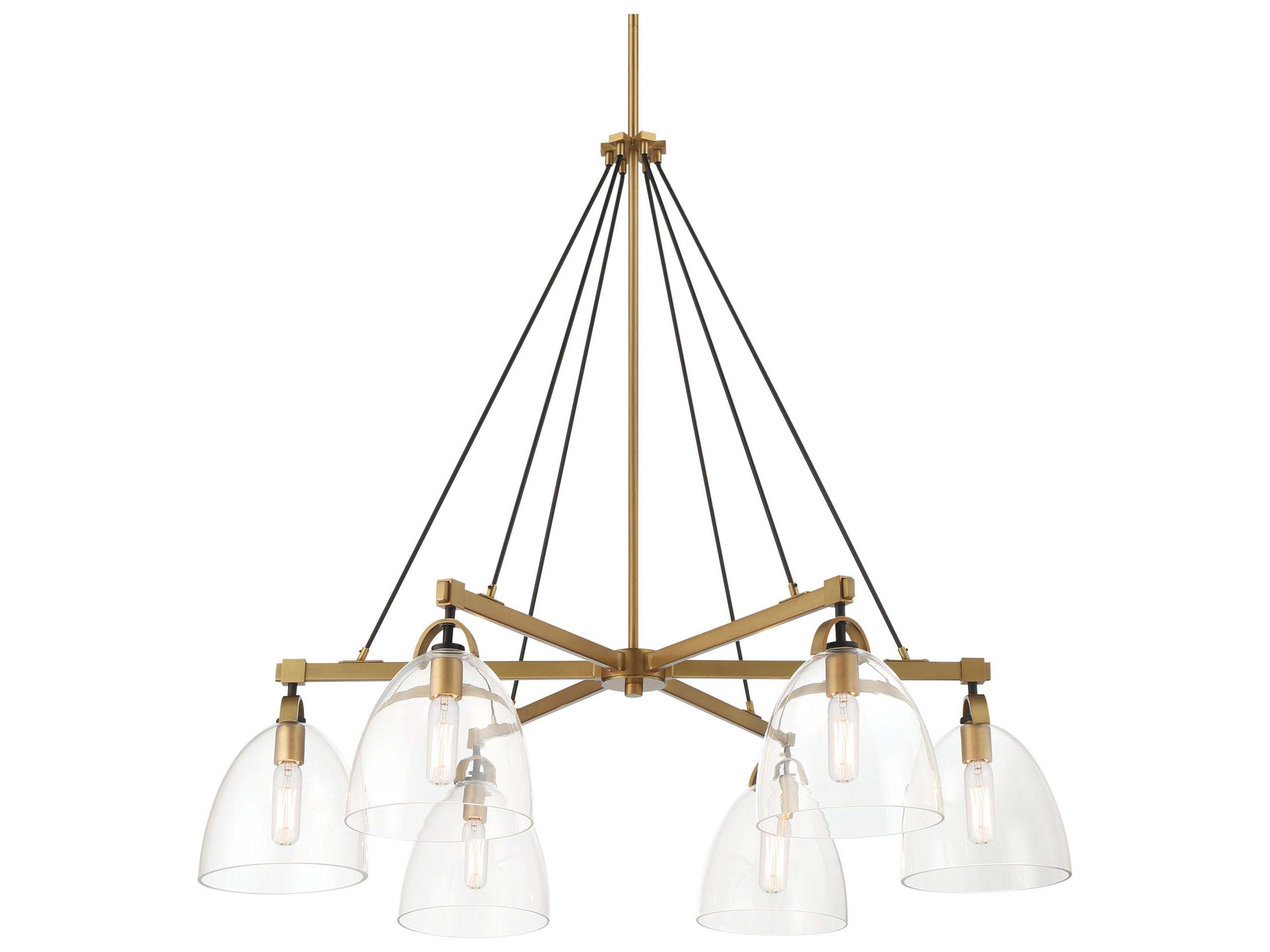 Minka Lavery Sommersby 6-Light Legacy Brass Matte Coal Dome Chandelier