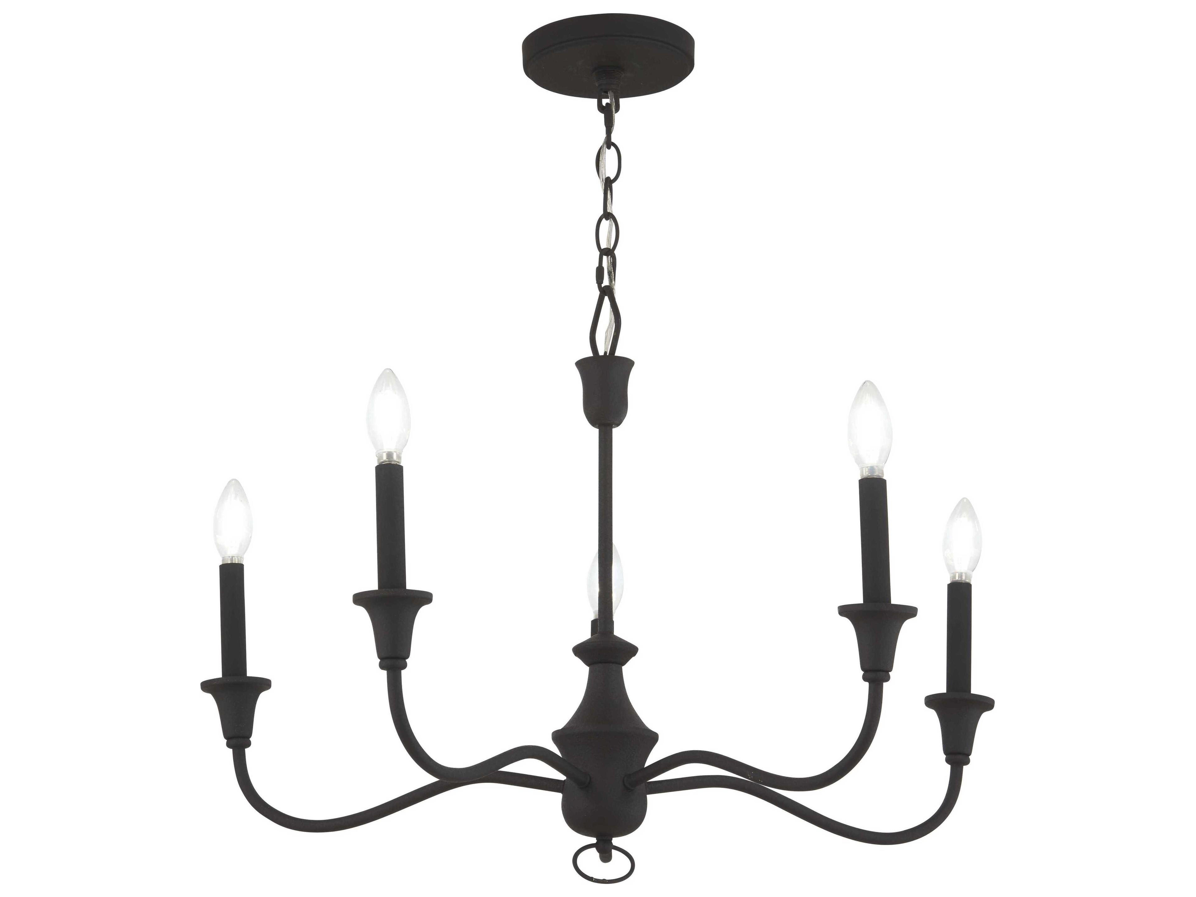 Halifax County 5-Light Textured Black Candelabra Chandelier