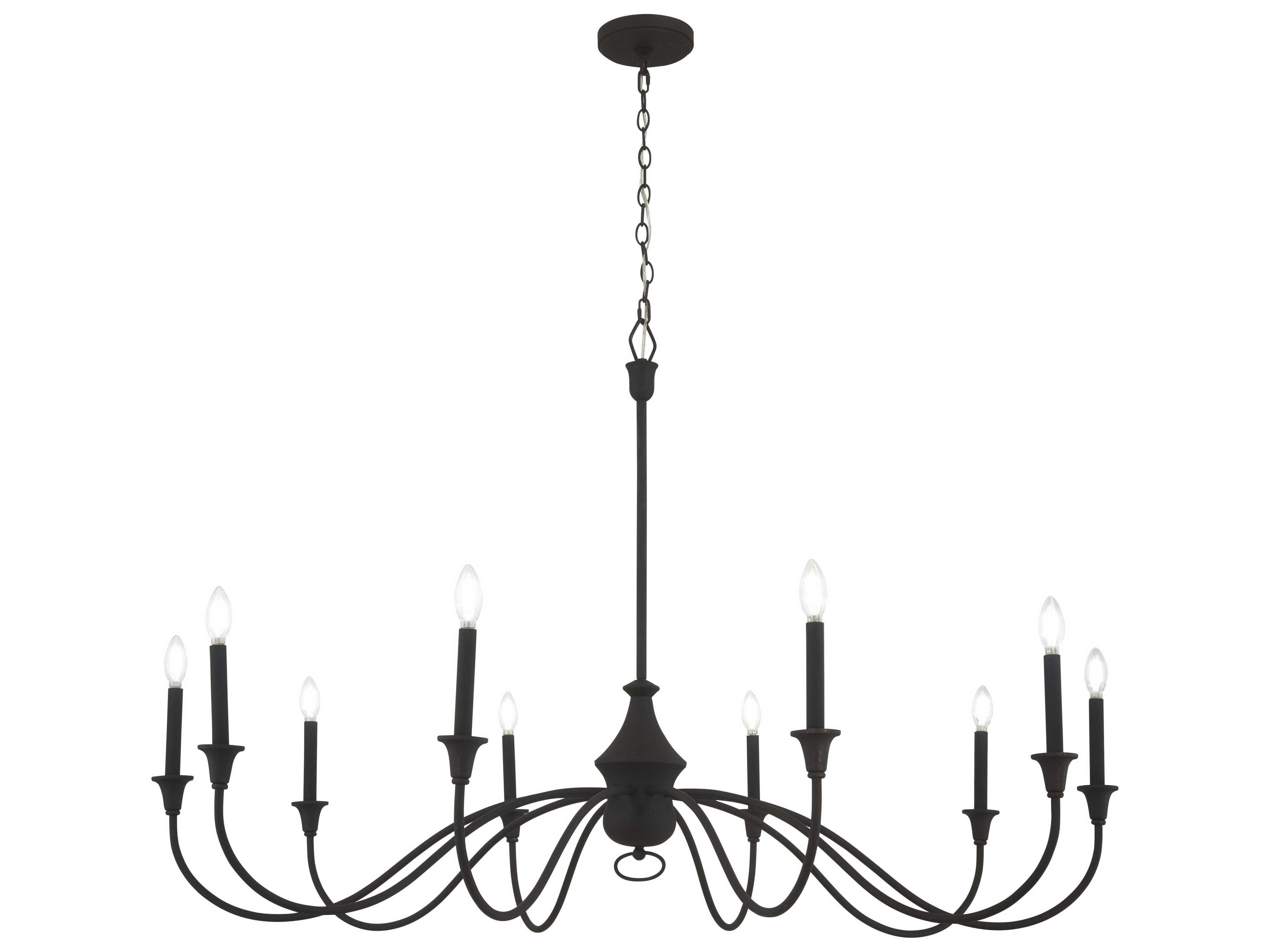 Halifax County 10-Light Textured Black Candelabra Chandelier