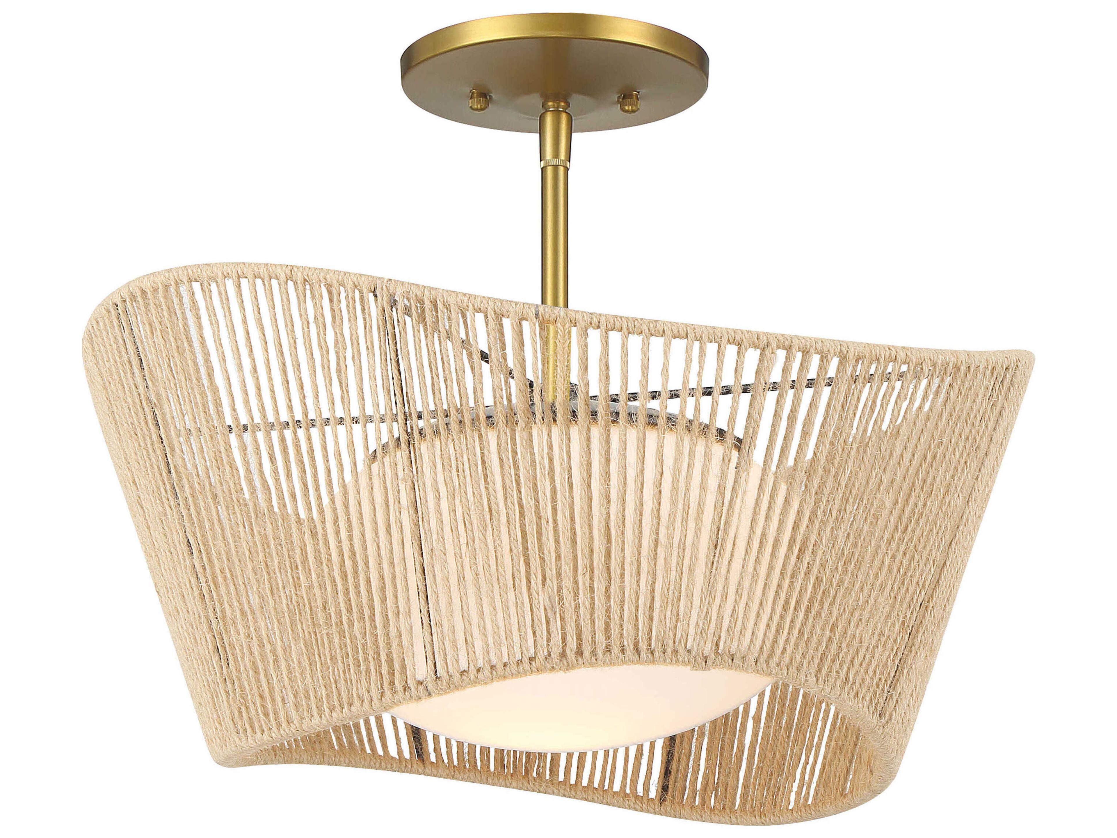 Key Largo Semi-Flush Ceiling Light with Natural Rope Shade