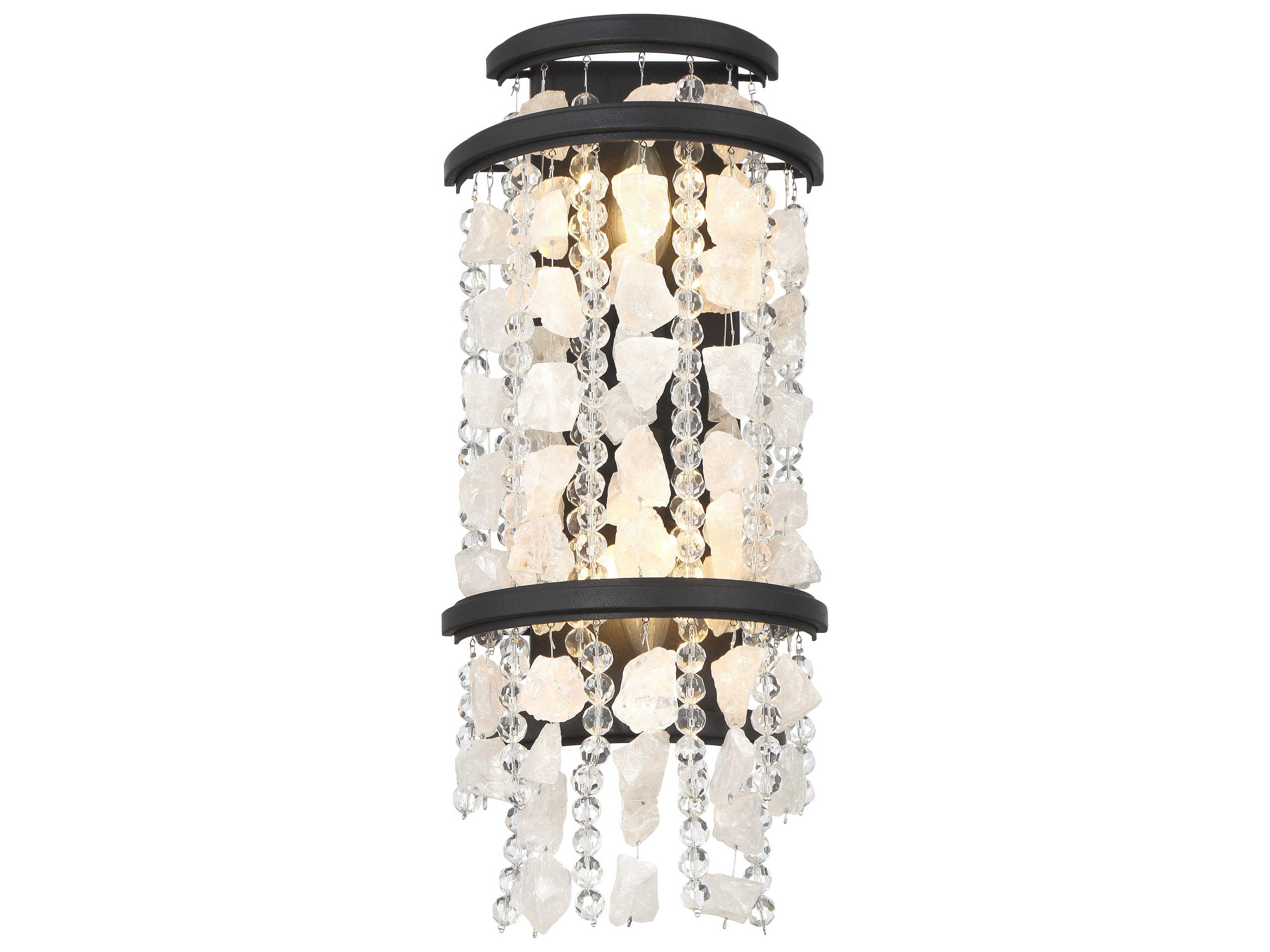 Shimmering Elegance 2-Light Sand Coal Black Wall Sconce