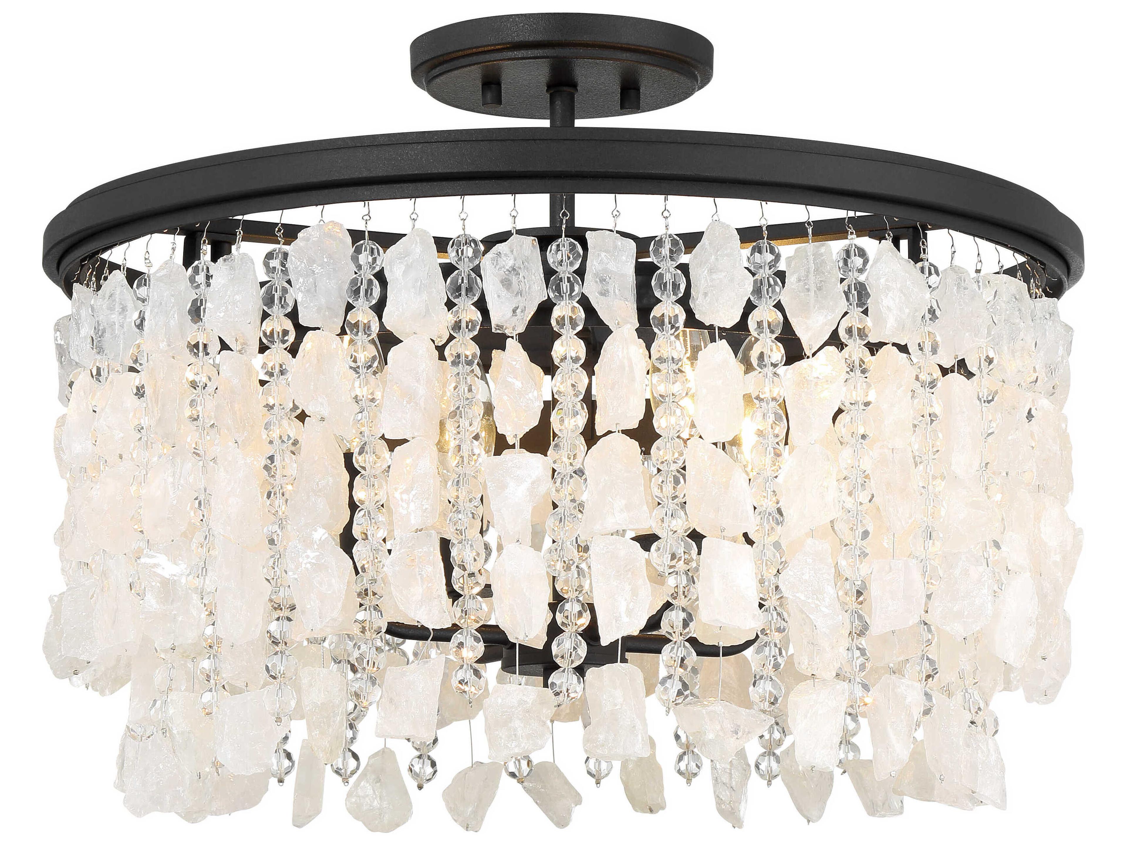 Shimmering Elegance 4-Light Sand Coal Black Drum Semi Flush Mount