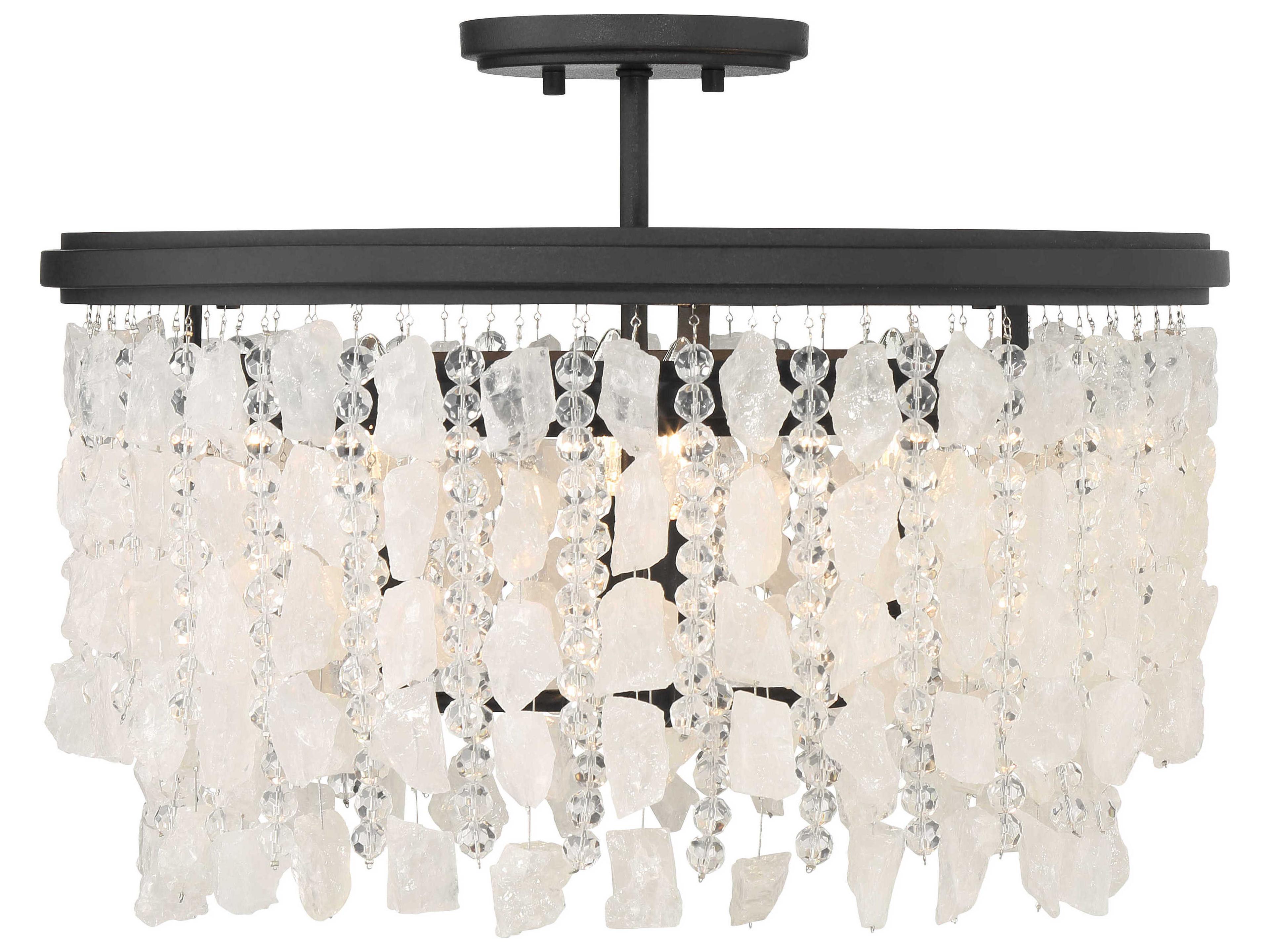 Minka Lavery Shimmering Elegance 4-Light Sand Coal Black Drum Semi Flush Mount