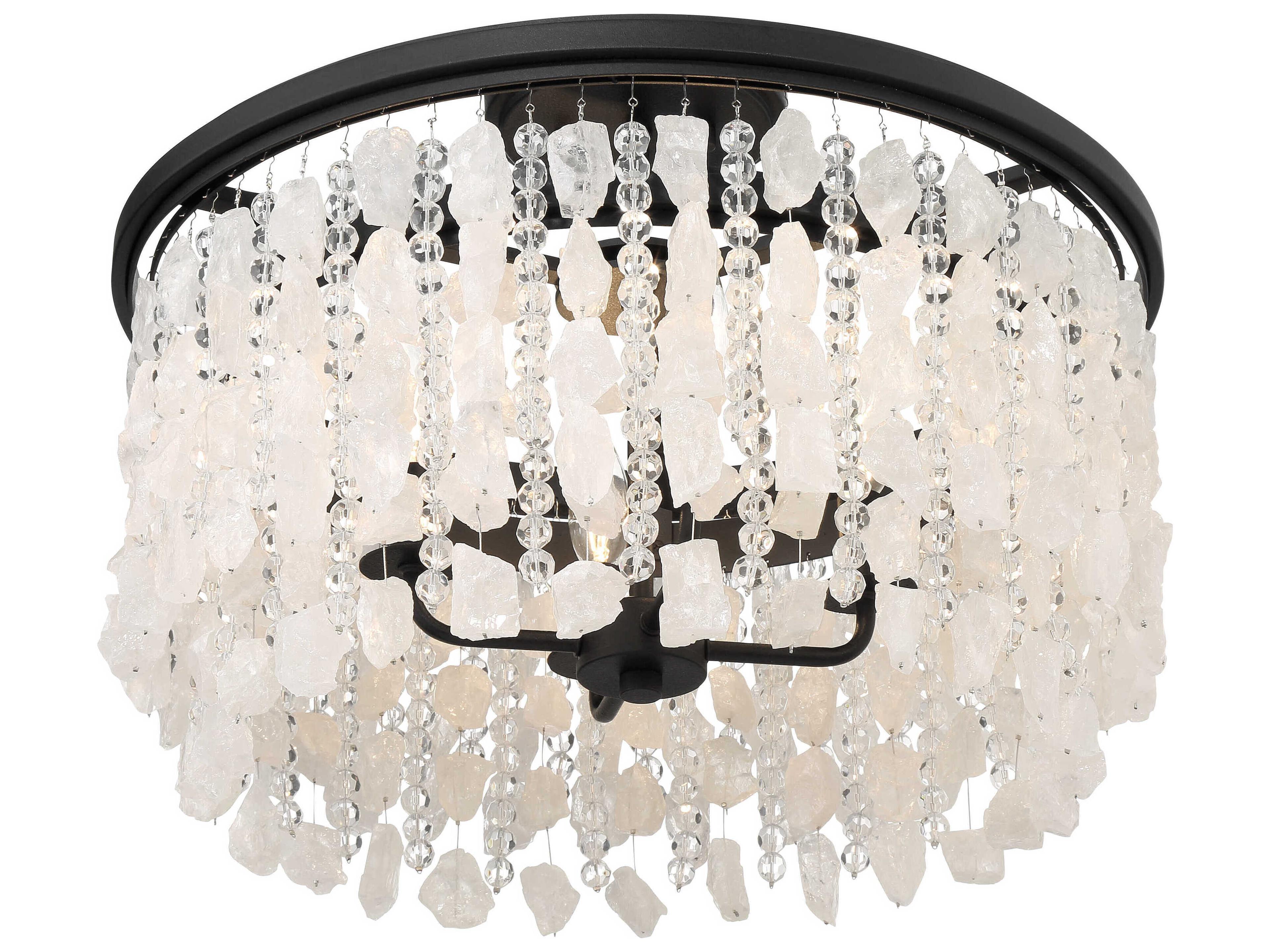 Minka Lavery Shimmering Elegance 4-Light Sand Coal Black Drum Semi Flush Mount