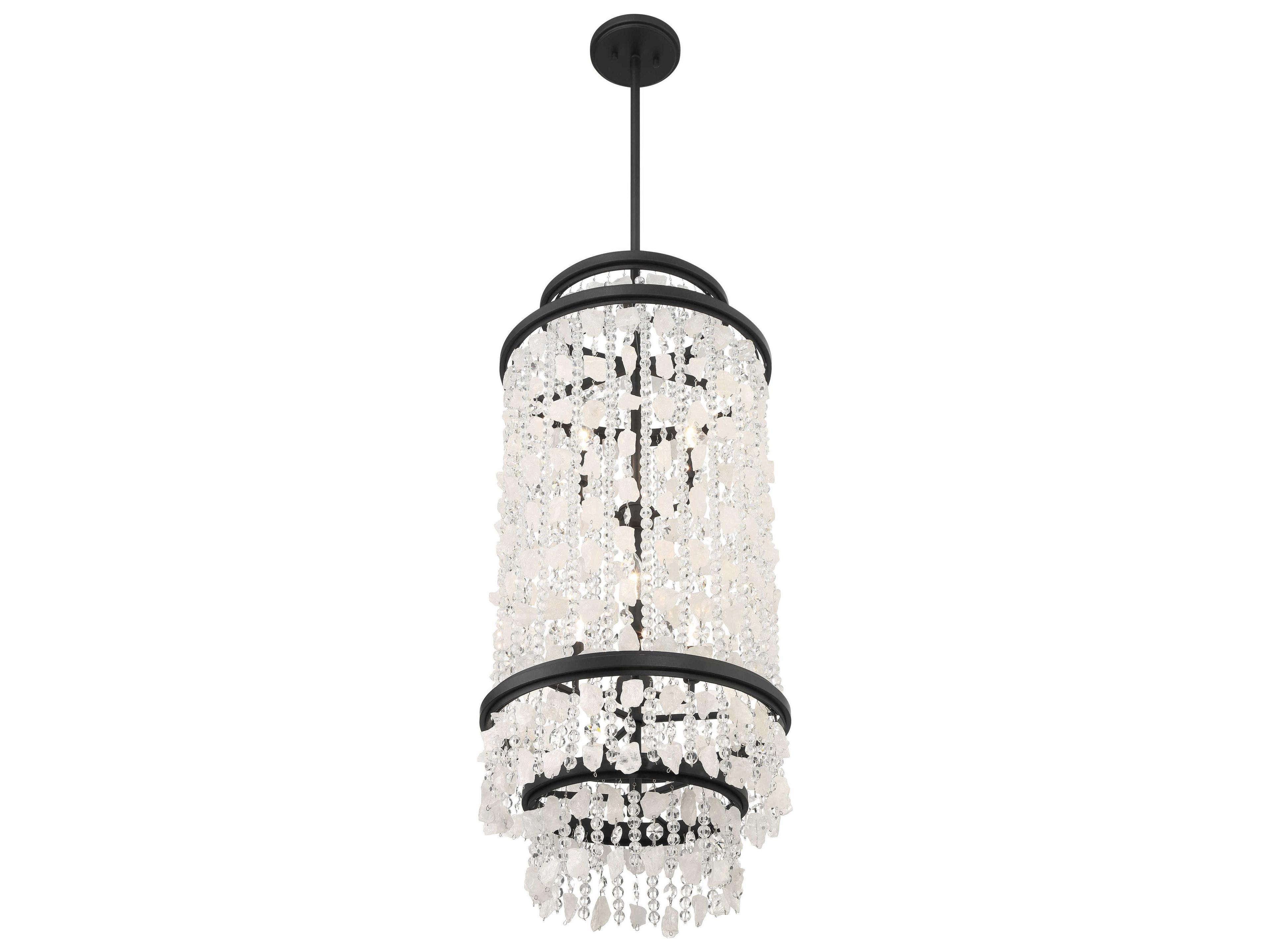 Minka Lavery Shimmering Elegance 6-Light Sand Coal Black Cylinder Pendant