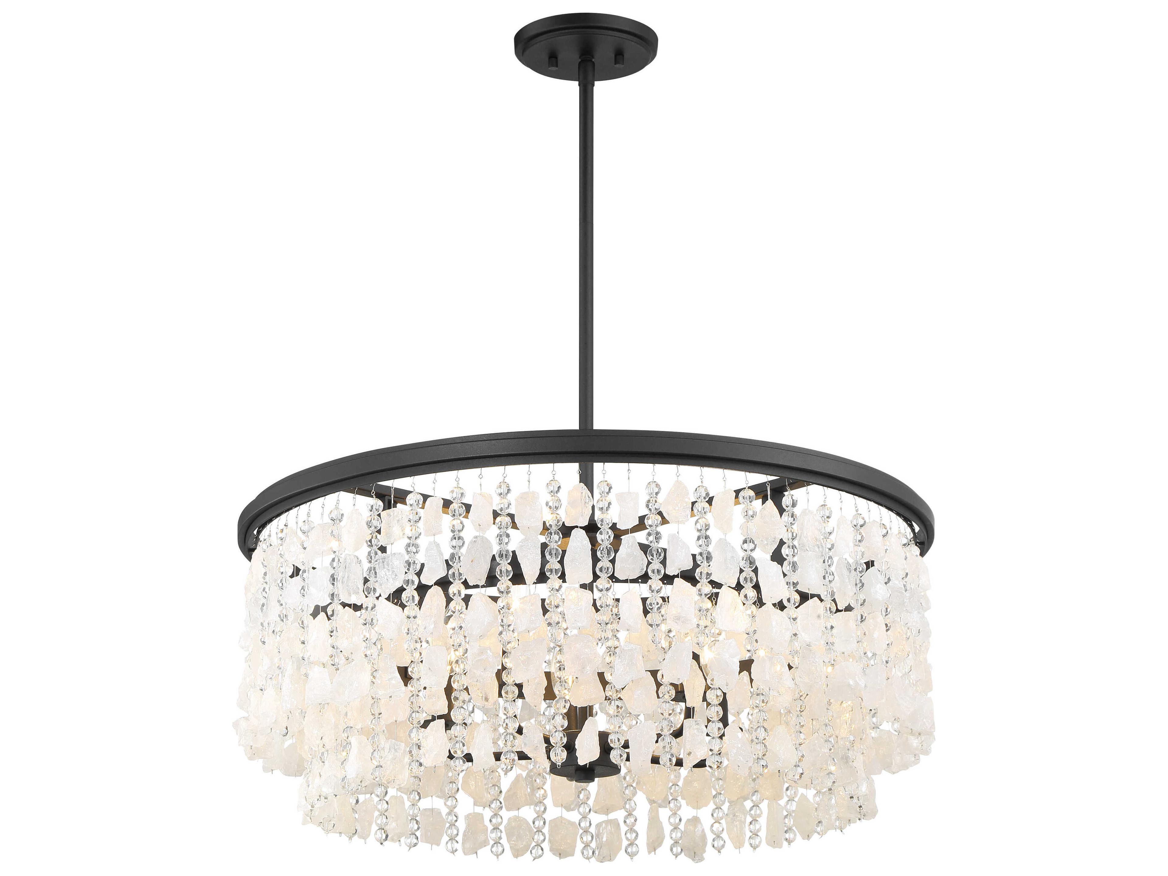 Shimmering Elegance 5-Light Sand Coal Black Drum Chandelier