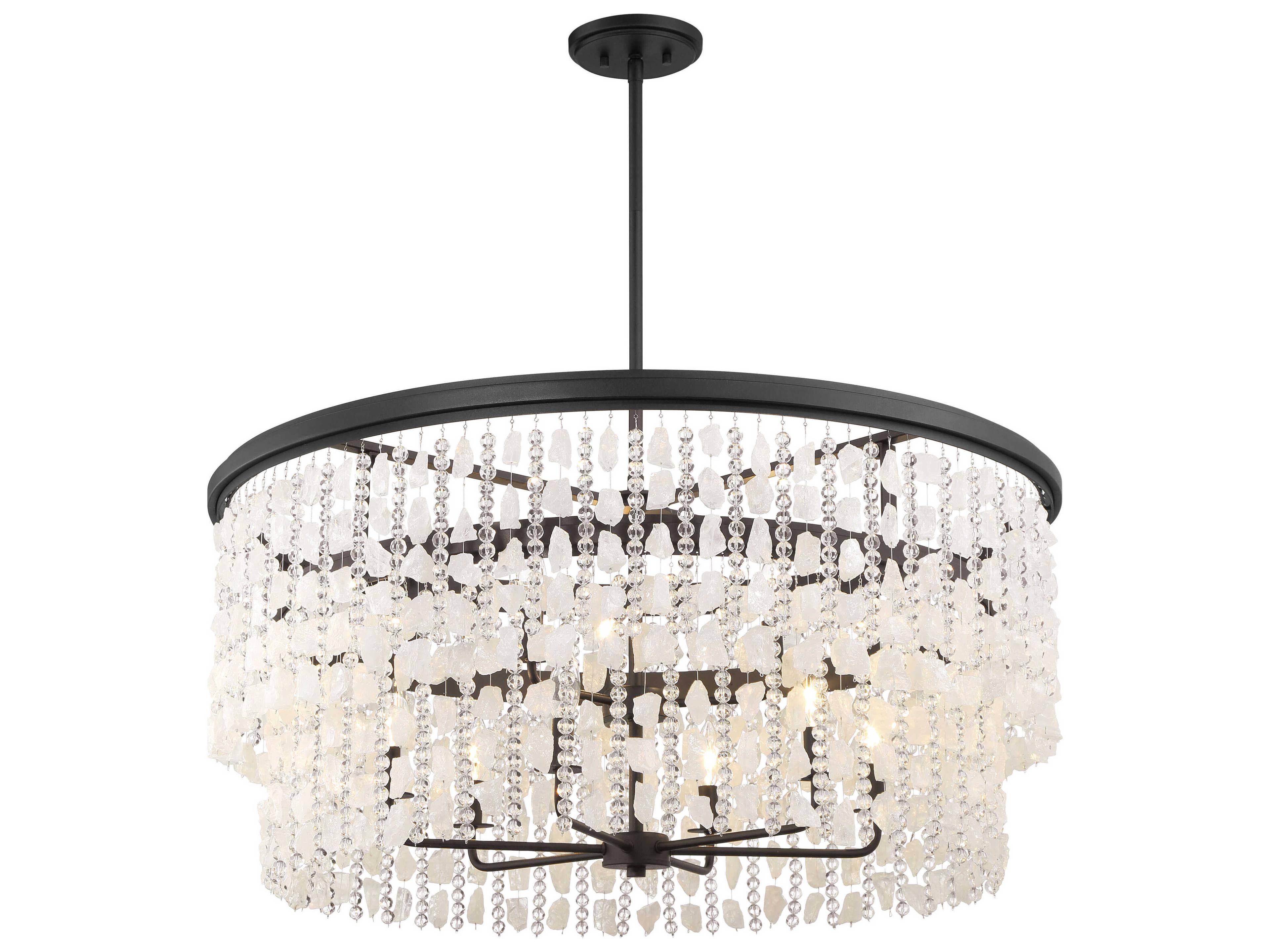 Shimmering Elegance 9-Light Sand Coal Black Drum Chandelier