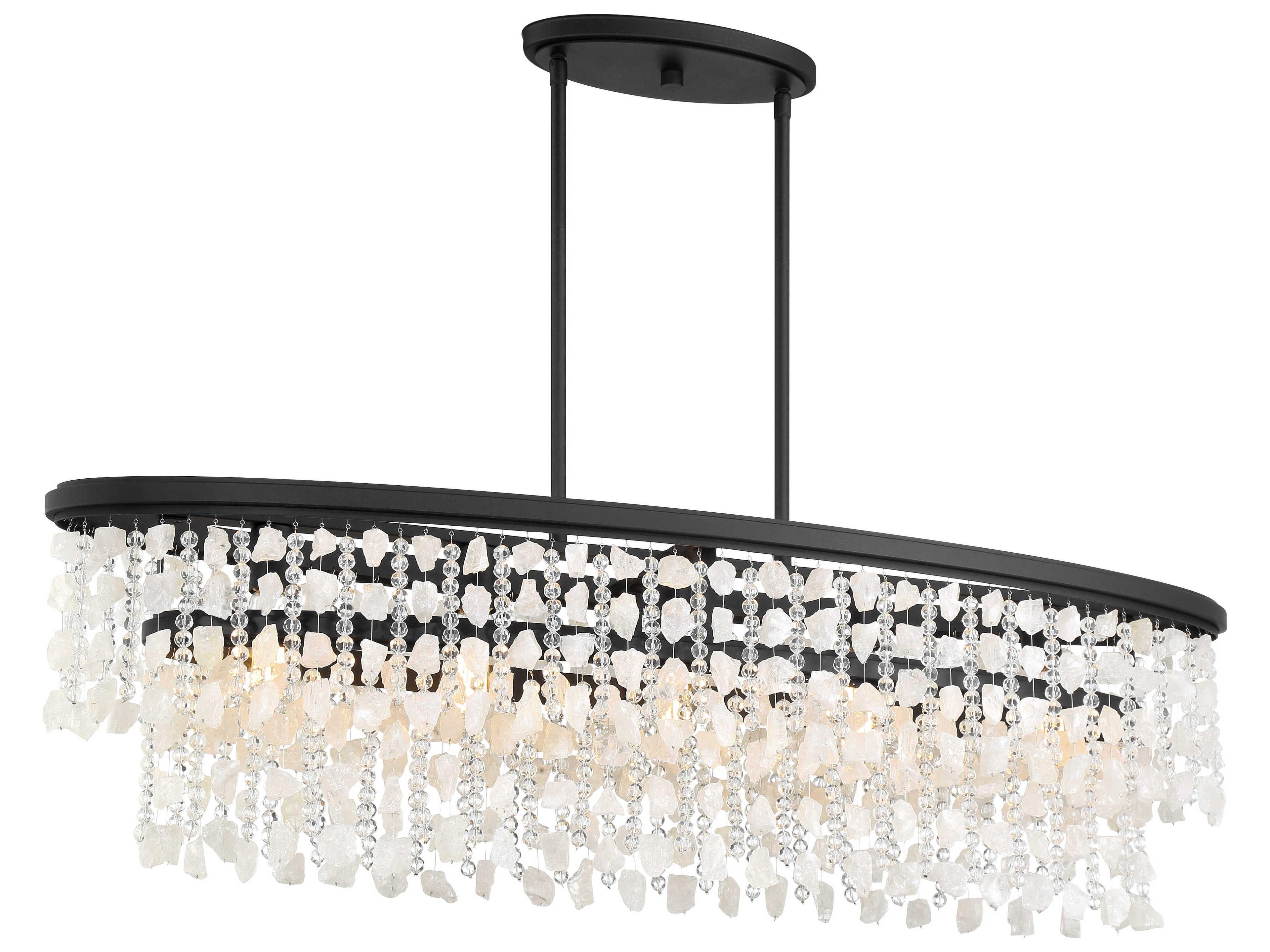 Shimmering Elegance 5-Light Sand Coal Black Tiered Island Pendant