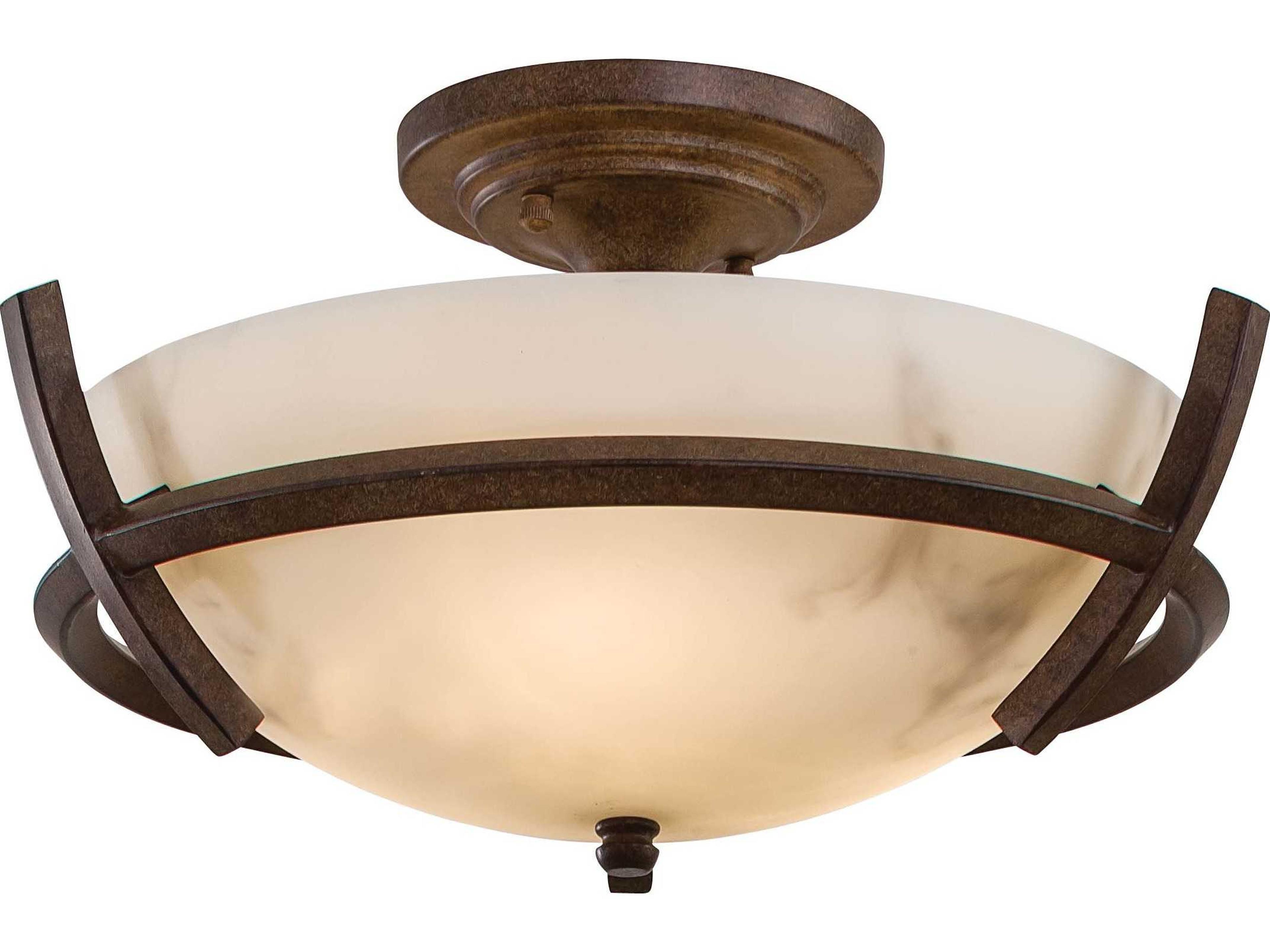 Calavera 3-Light Nutmeg Brown Glass Bowl Semi Flush Mount