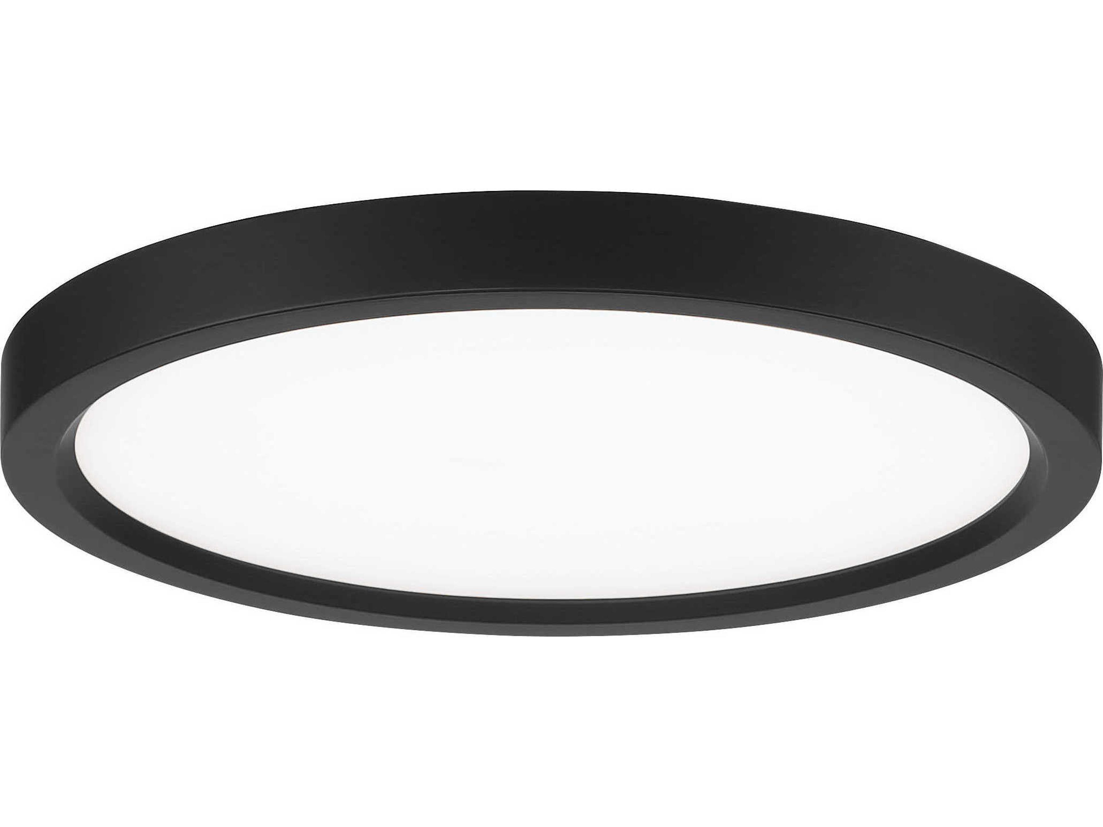1-Light Coal Black Glass LED Round Flush Mount