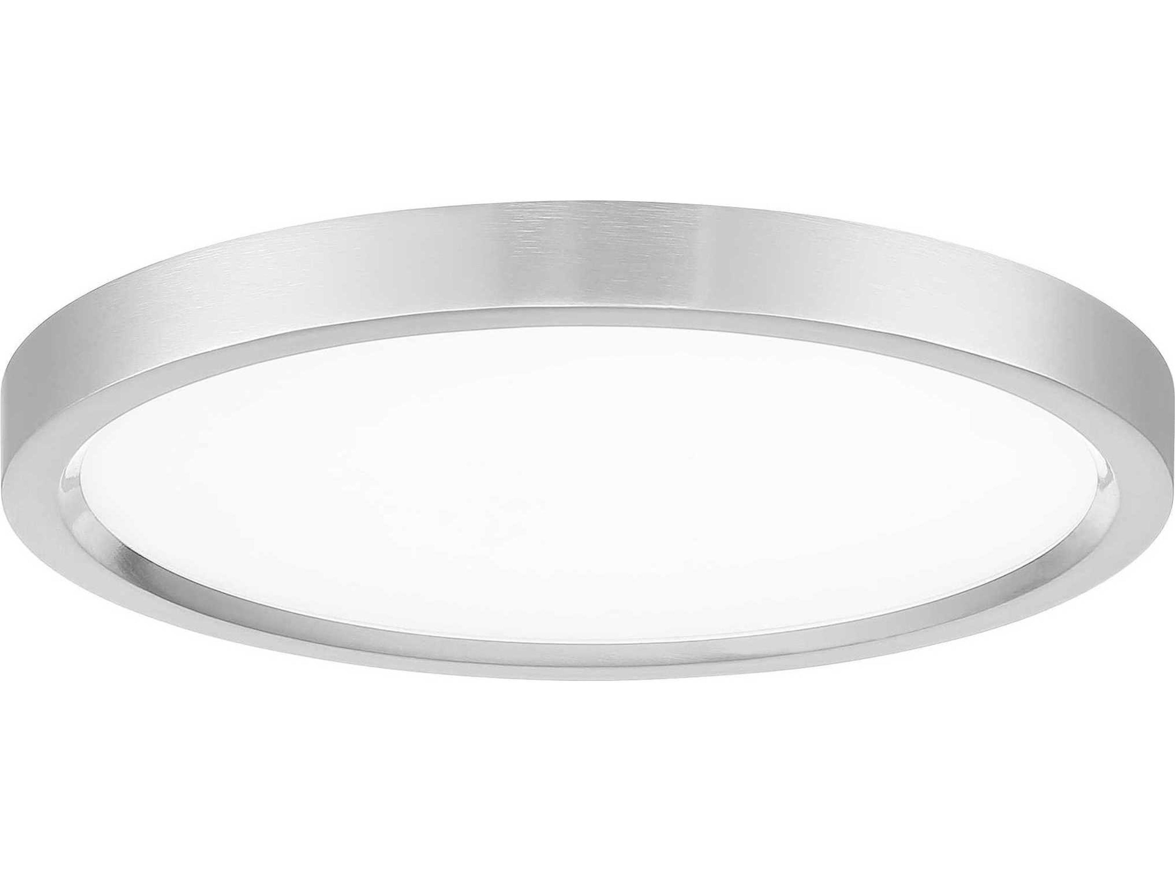 1-Light Brushed Nickel Glass LED Round Flush Mount