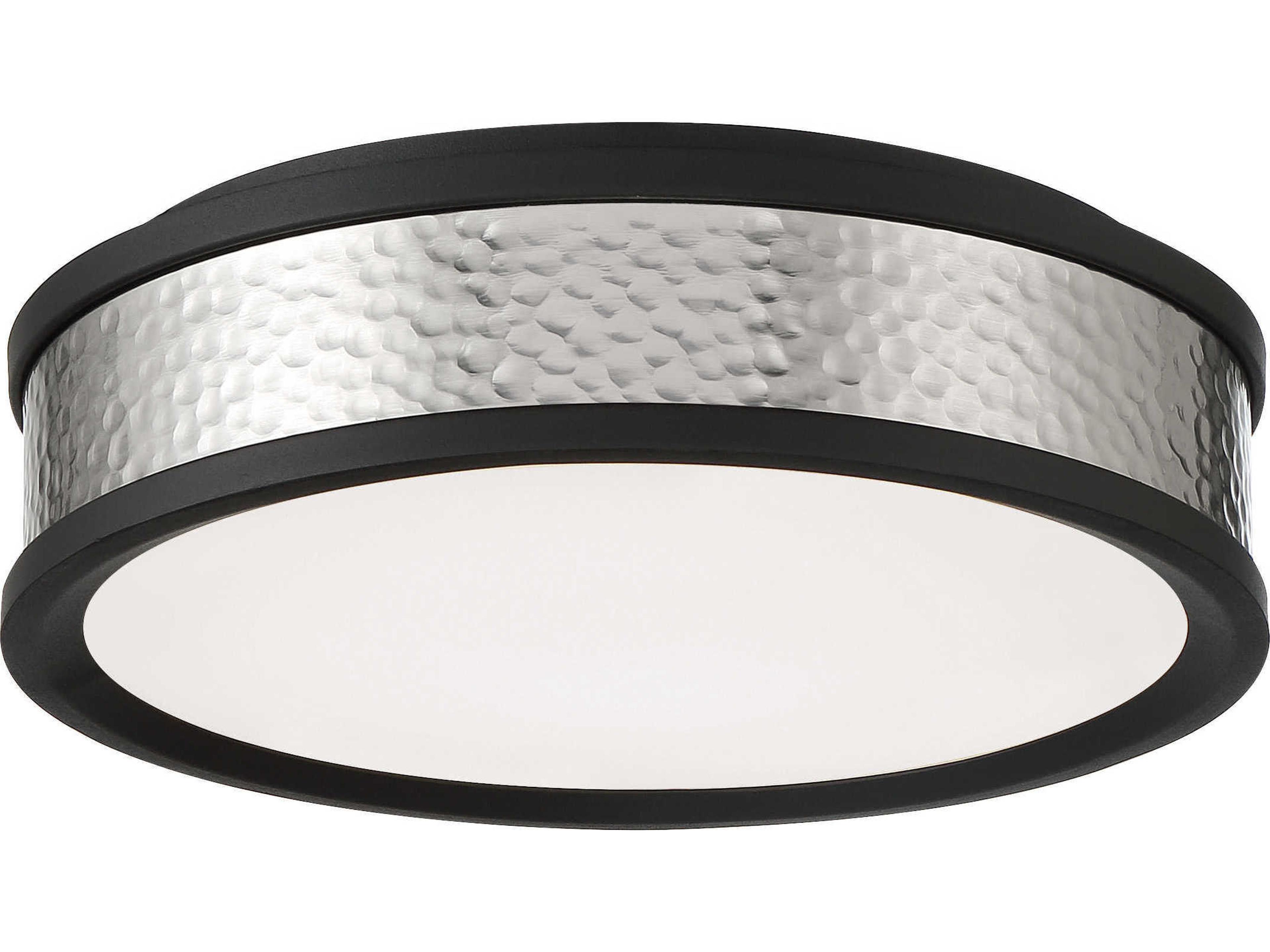 1-Light Coal Brushed Nickel Black LED Round Flush Mount