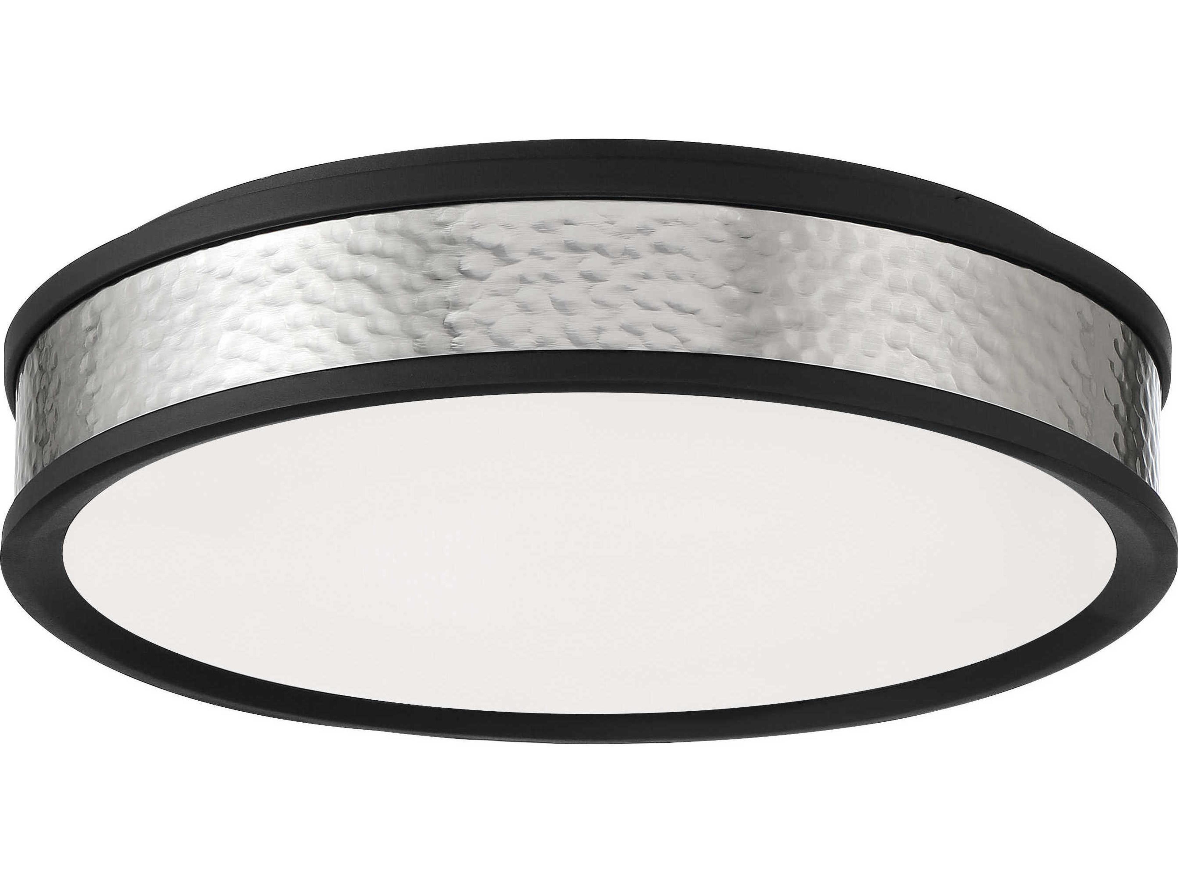 1-Light Coal Brushed Nickel Black LED Round Flush Mount
