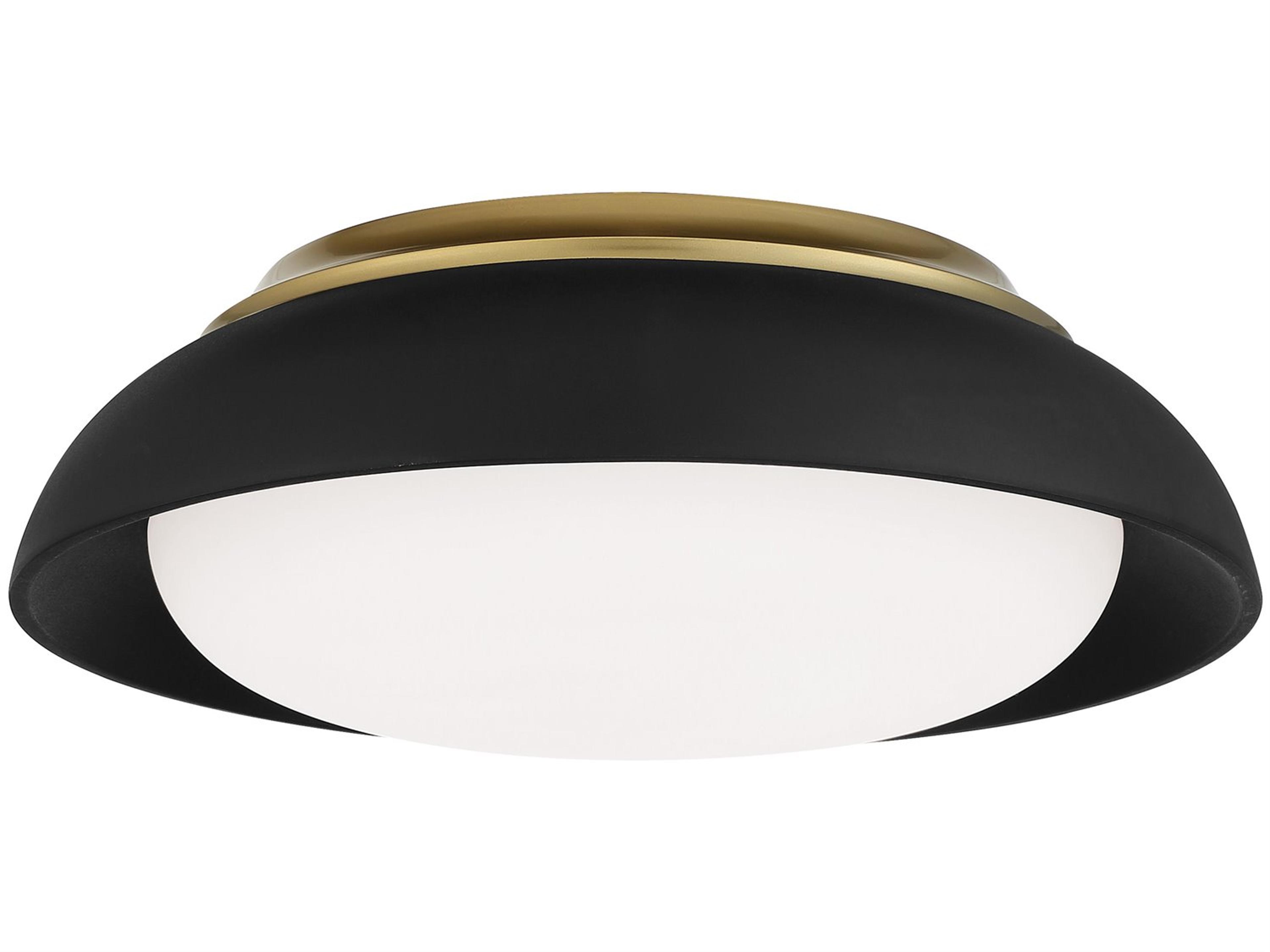 1-Light Coal Honey Gold Black LED Bowl Flush Mount