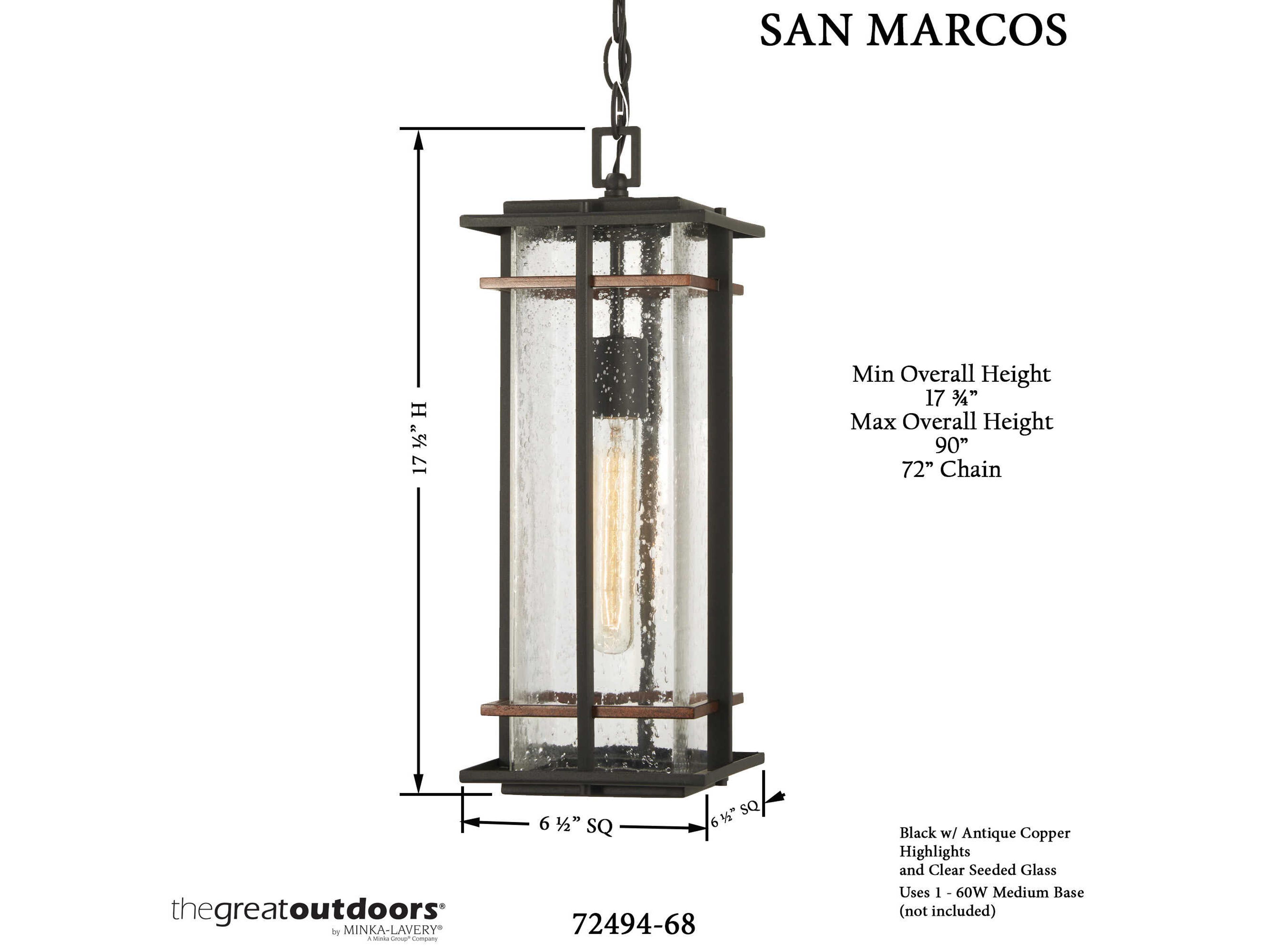 Minka Lavery San Marcos Glass Outdoor Hanging Light