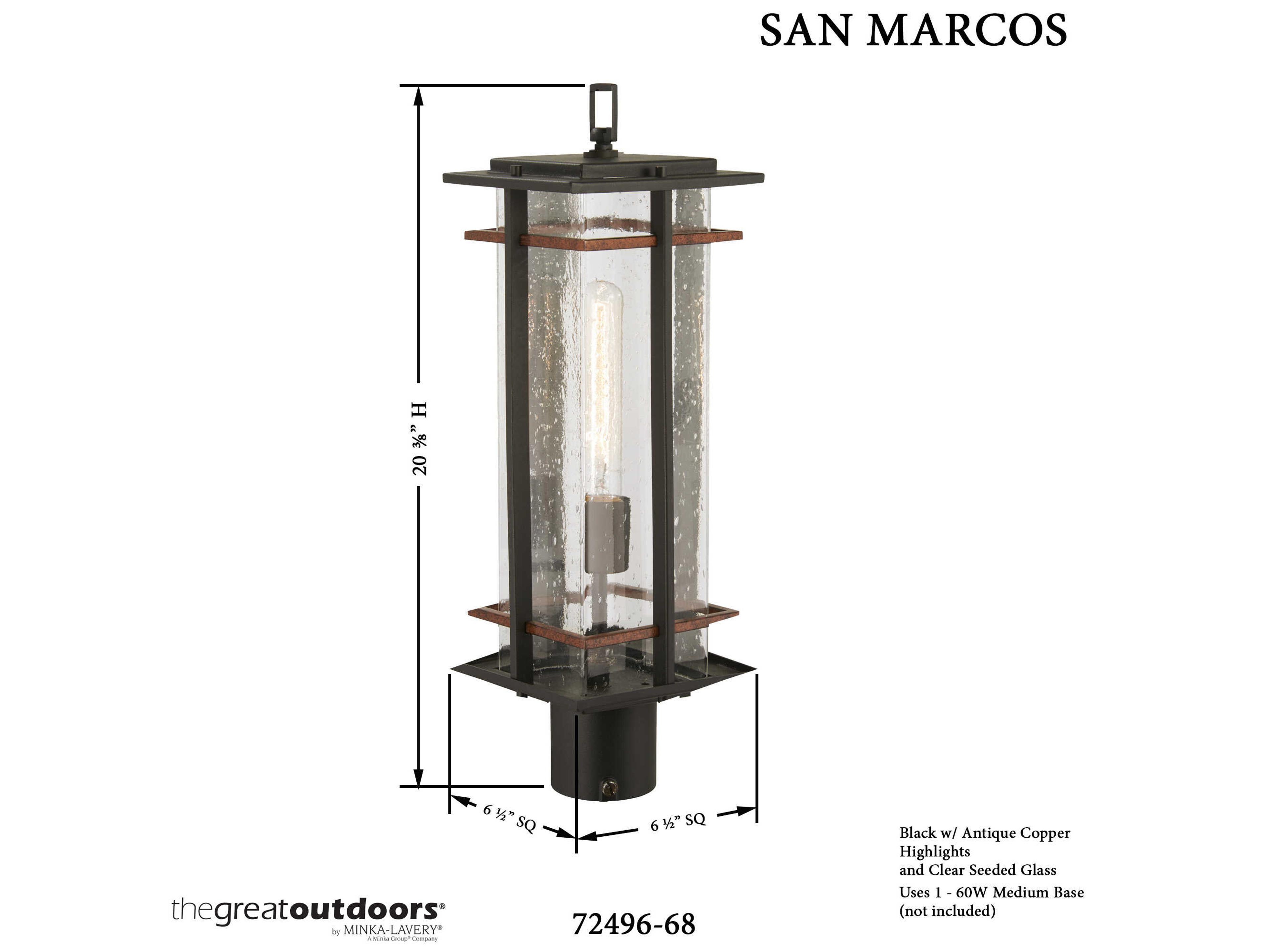 Minka Lavery San Marcos Glass Outdoor Post Light