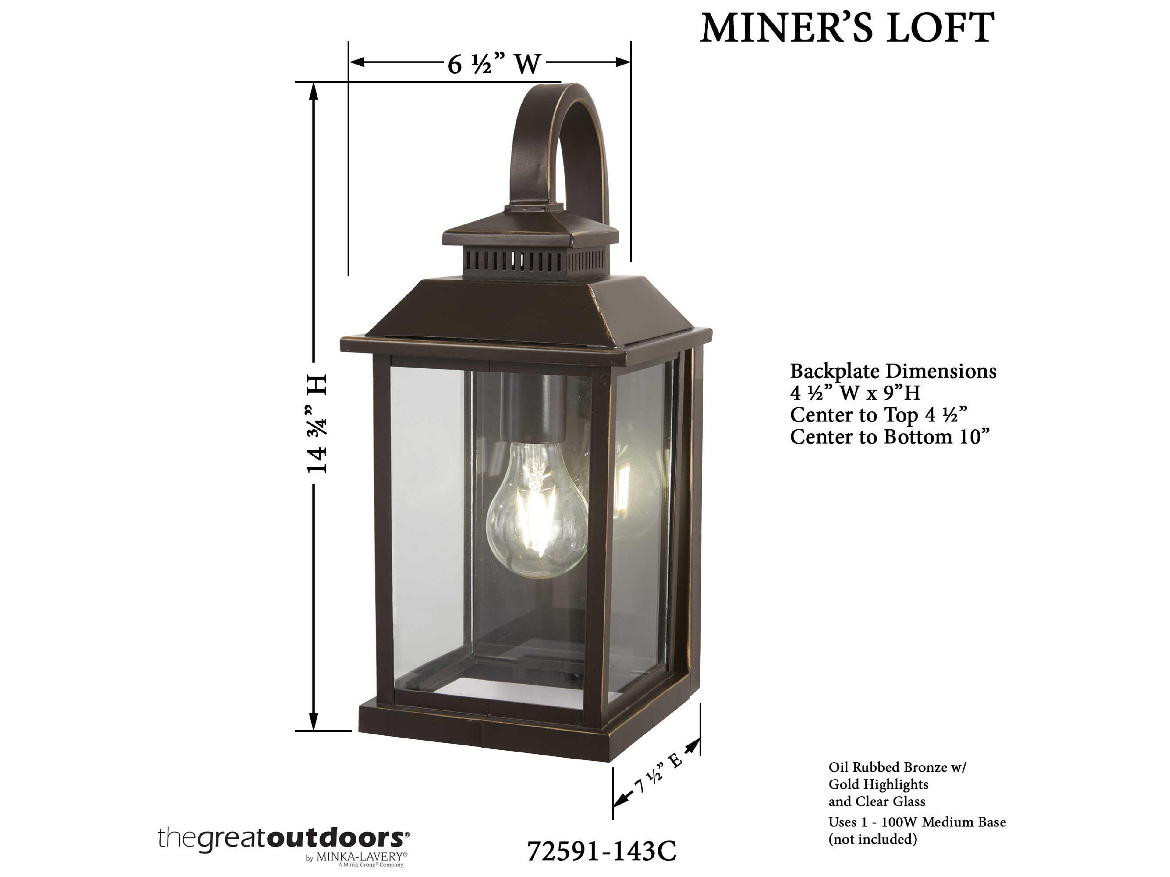 Minka Lavery Miners Loft Glass Outdoor Wall Light
