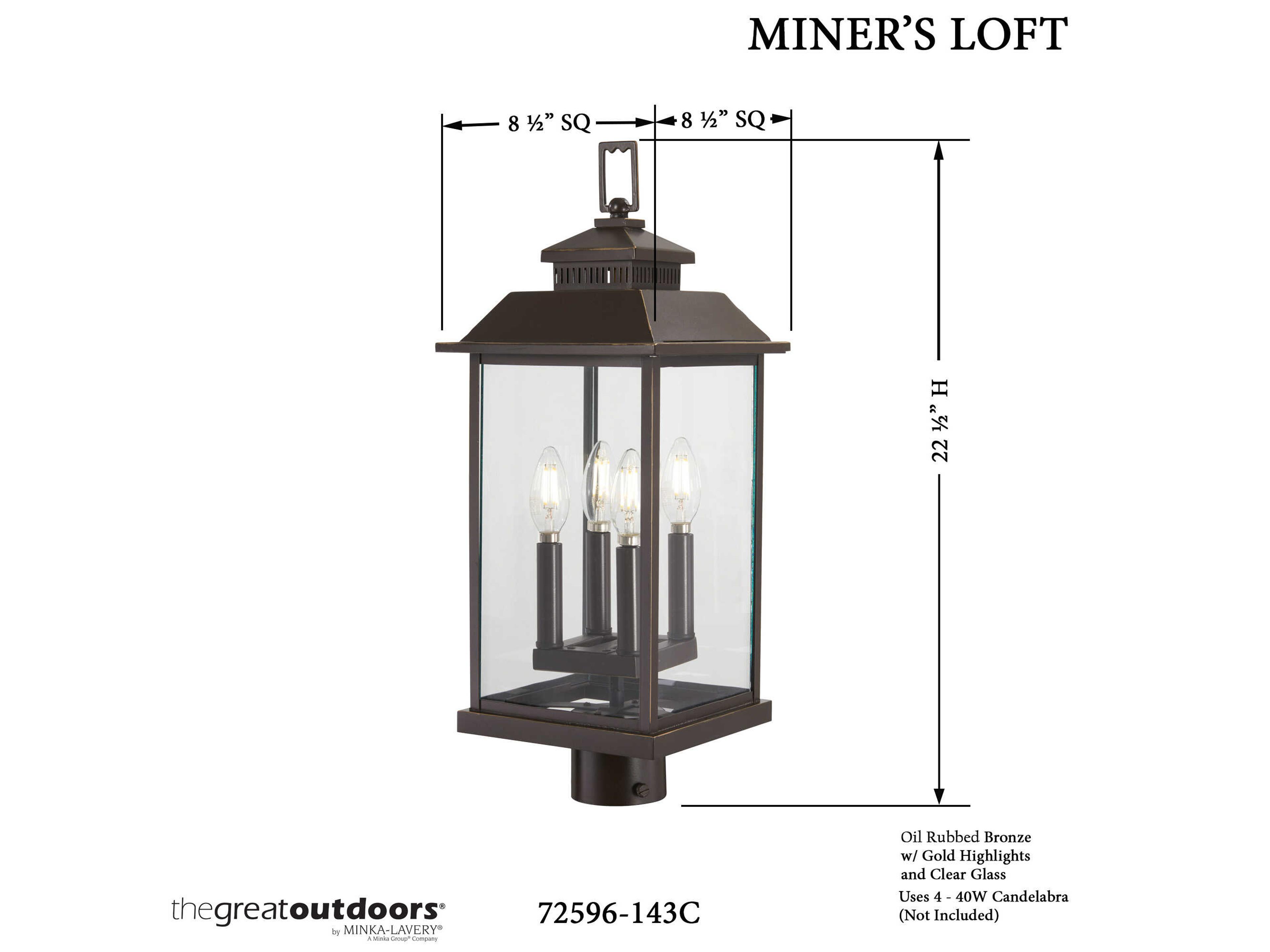 Minka Lavery Miners Loft Glass Outdoor Post Light
