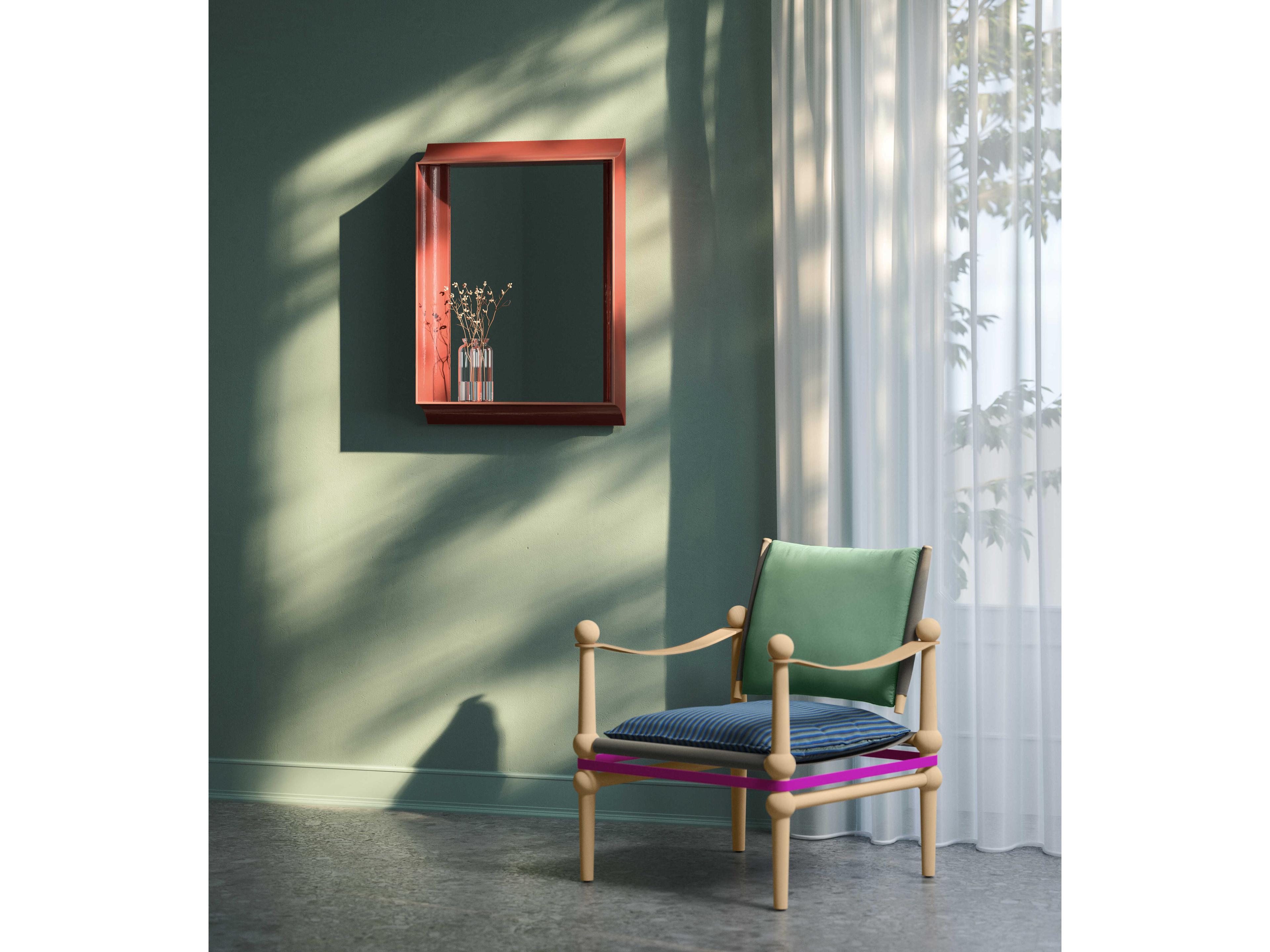 Magis Coves Rectangular Wall Mirror with Shelf